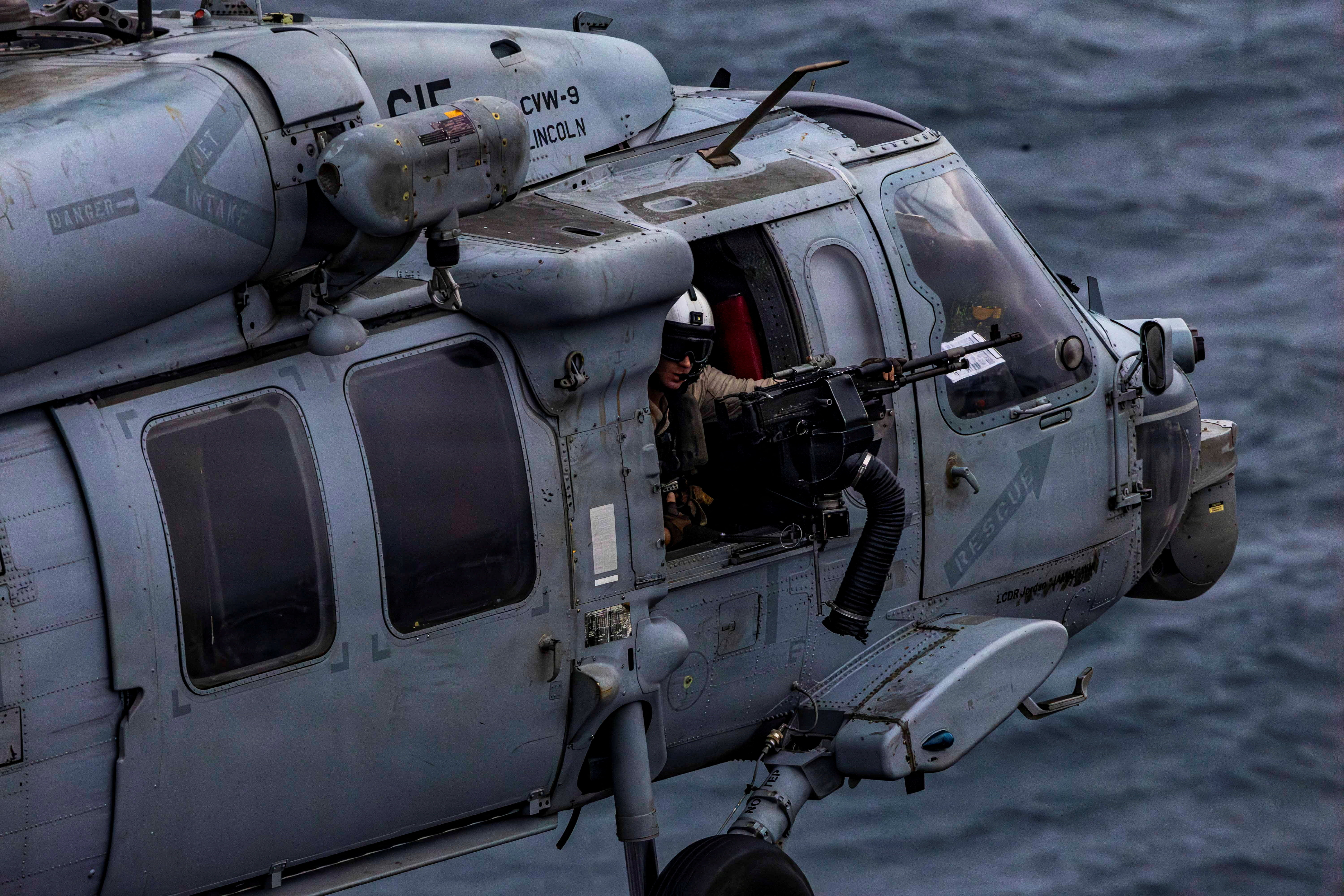 An MH-60S Sea Hawk prepares to land on the flight deck of the U.S. Navy Nimitz-class aircraft carrier USS Abraham Lincoln which is supporting U.S. military operations in the war with Iran, August 14, 2026. U.S. Navy/Handout via REUTERS. THIS IMAGE HAS BEEN SUPPLIED BY A THIRD PARTY
