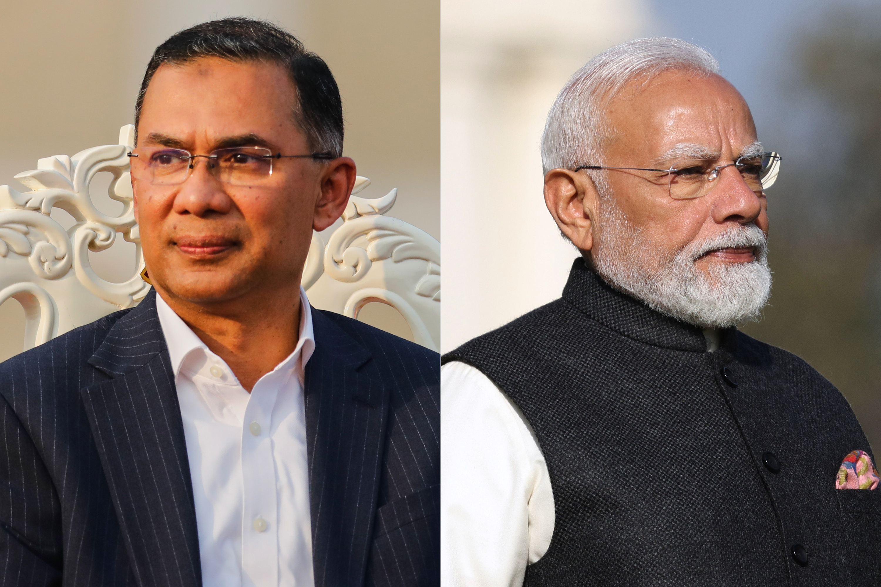 Bangladesh's Prime Minister Tarique Rahman and Indian Prime Minister Narendra Modi