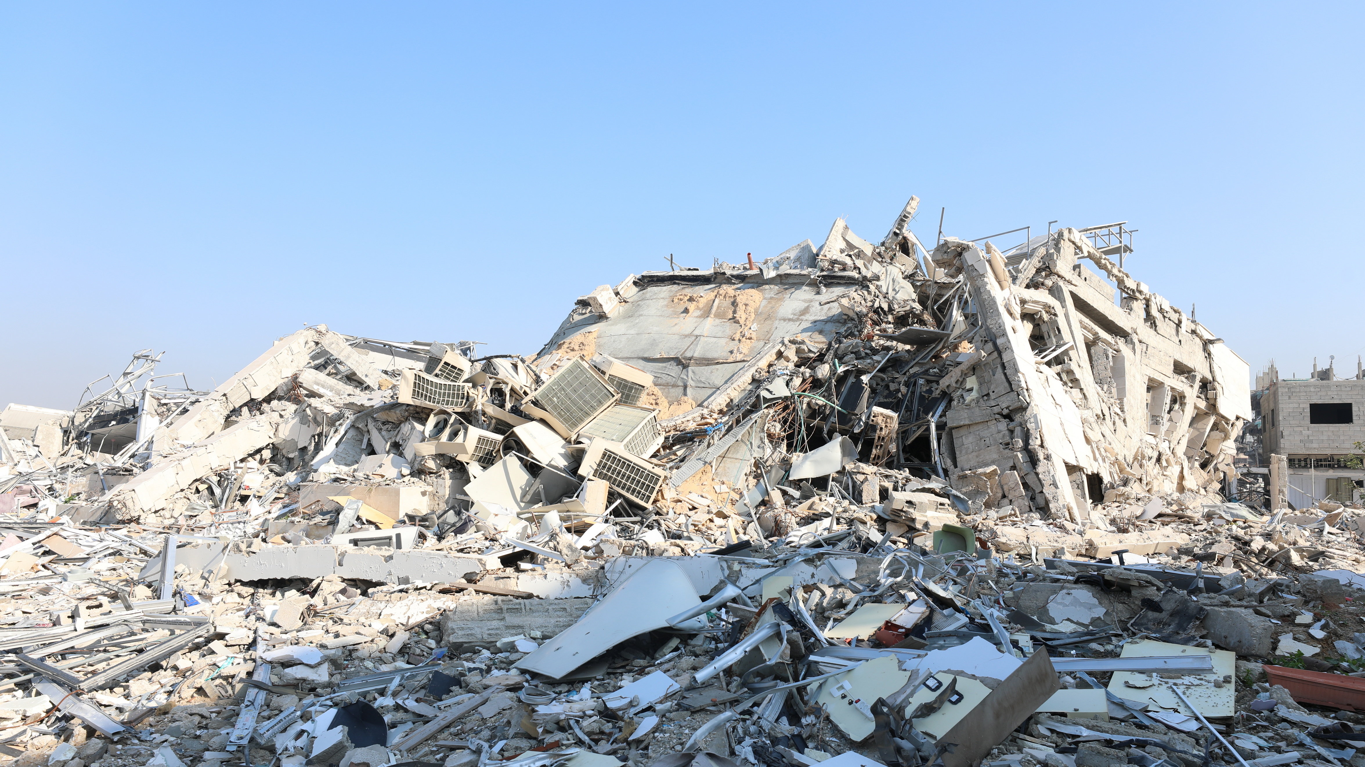 UCAS Technology Incubator, one of the most prominent incubators of the University College of Applied Sciences in Gaza, after its destruction during the war, as part of extensive damage to the institutions and structure of the technology and digitization sector in the Strip [Iyad Al-Qatrawi/Al Jazeera]