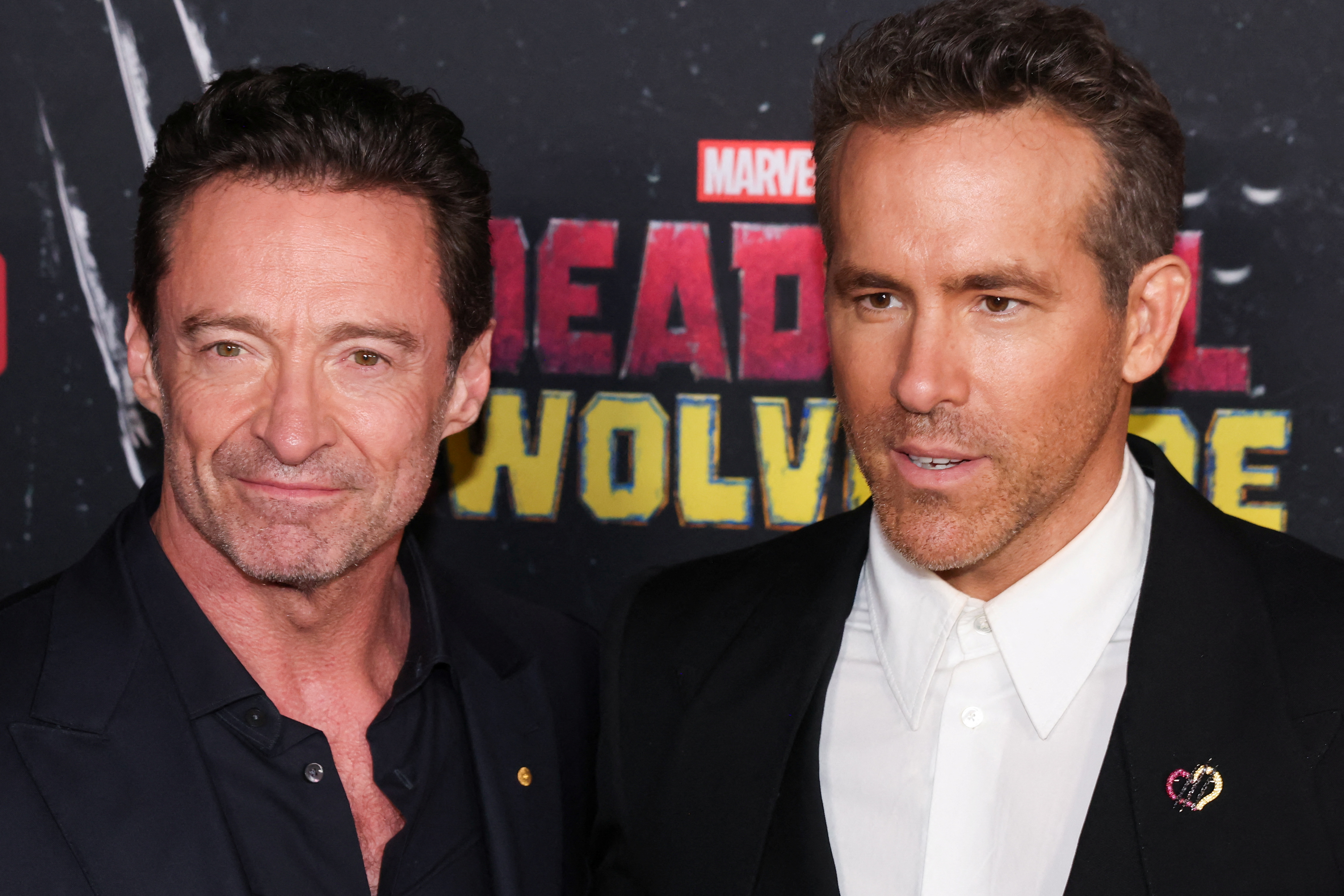 Hugh Jackman and Ryan Reynolds attend the premiere of 'Deadpool and Wolverine' in 2024