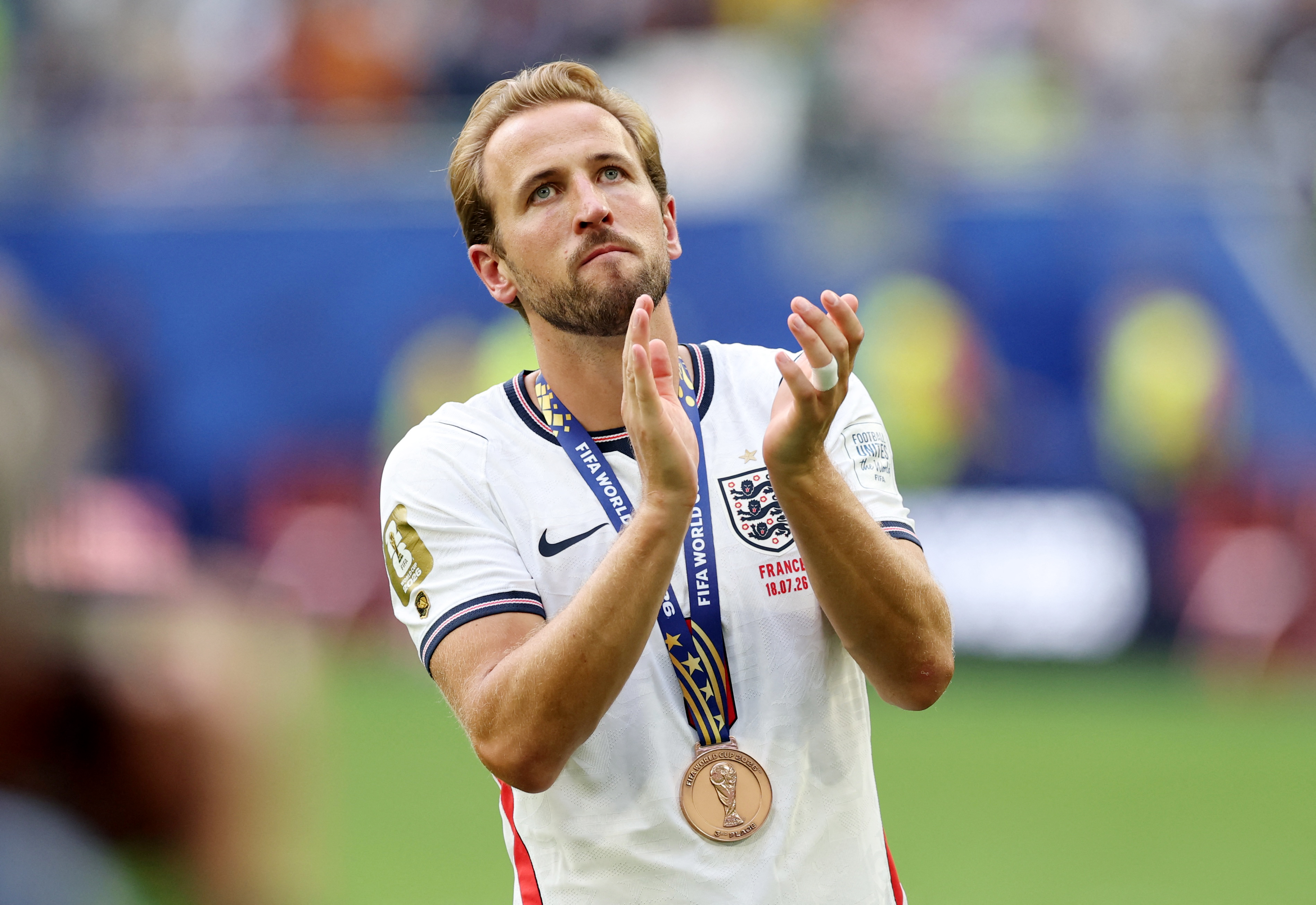 England's Harry Kane applauds fans.