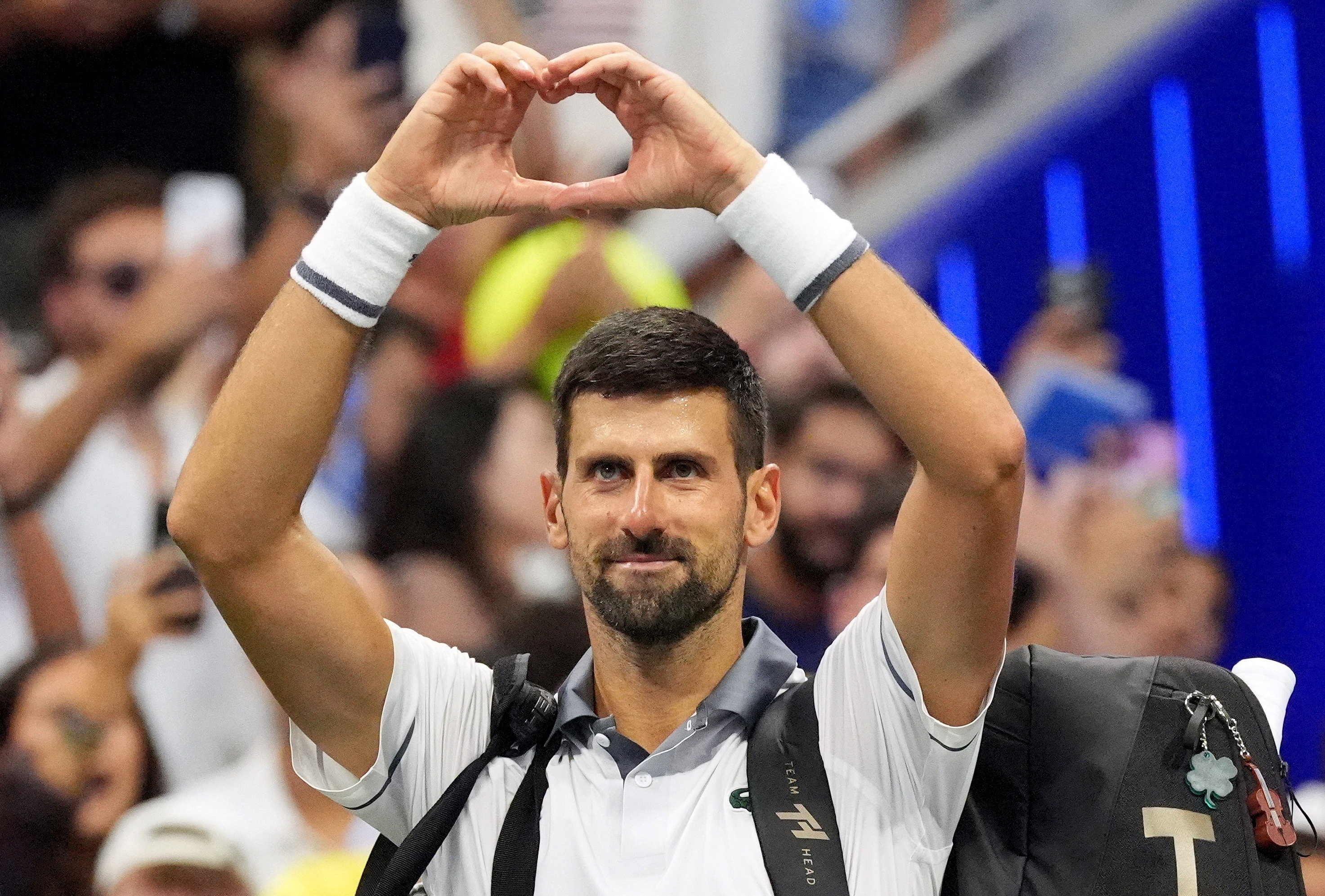 Tennis - U.S. Open - Flushing Meadows, New York, United States - August 30, 2026 Serbia's Novak Djokovic acknowledges the crowd after losing his first round match against Argentina's Mariano Navone IMAGN IMAGES via REUTERS/Robert Deutsch TPX IMAGES OF THE DAY