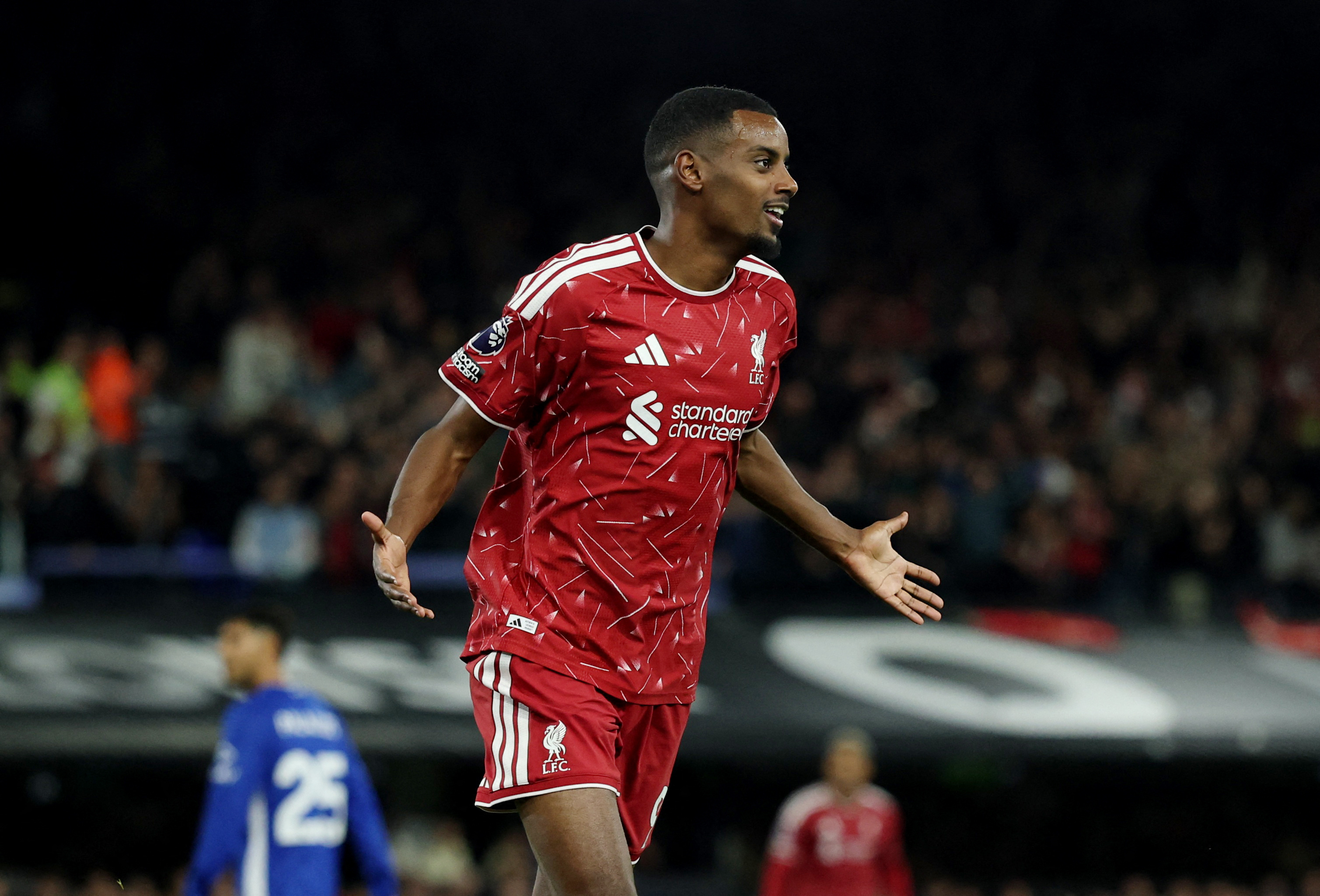 Alexander Isak celebrates scoring Liverpool’s second goal against Ipswich