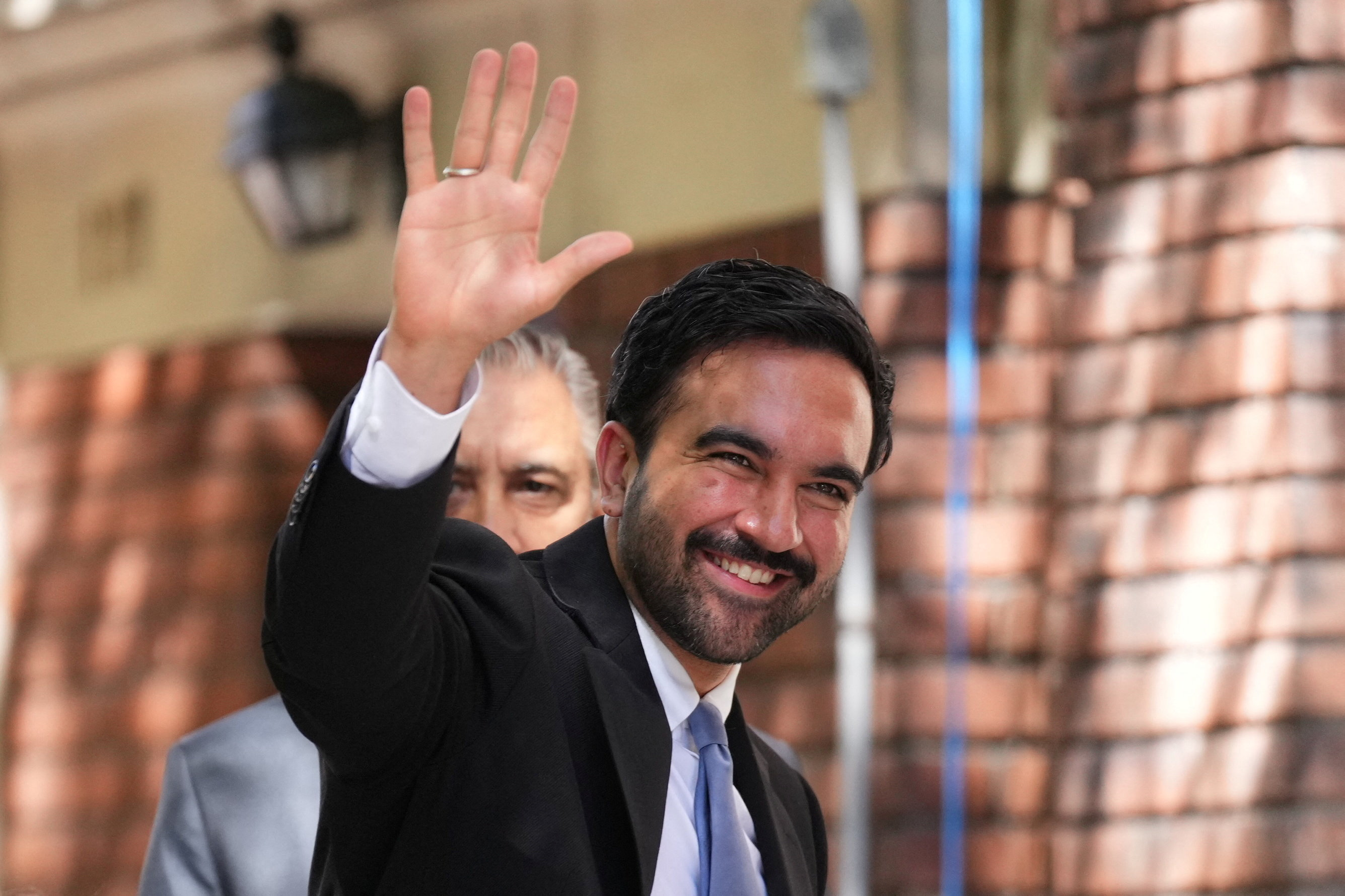New York City Mayor Zohran Mamdani waves as he arrives to meet with Brazilian President Luiz Inacio Lula da Silva at the residence of Brazil's ambassador to the United Nations, in New York, US, September 21, 2026. Adam Gray/Pool via REUTERS