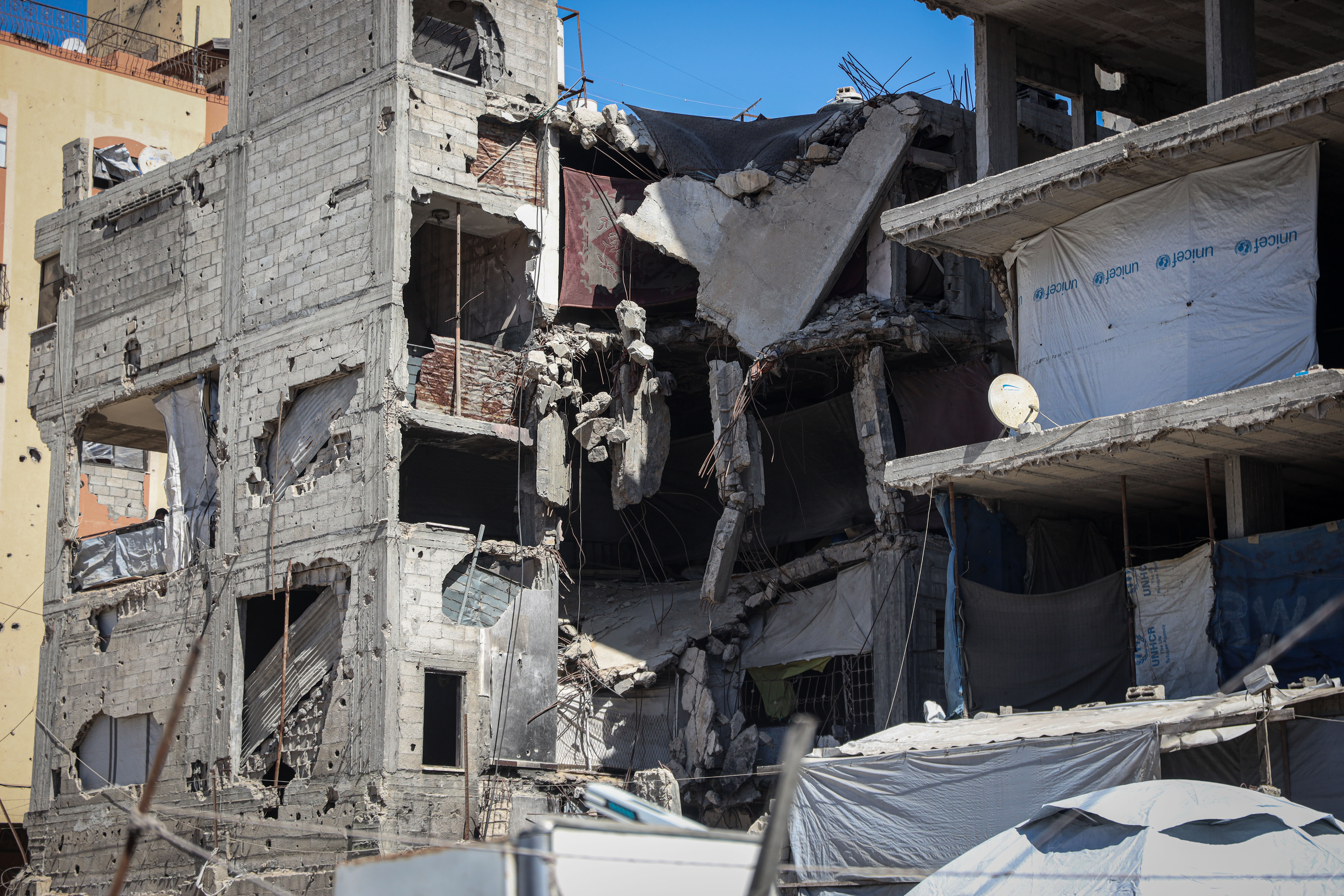 Residents and neighbours had long feared that Gaza City’s al-Saada building was unsafe after it was damaged during Israel’s genocidal war on Gaza