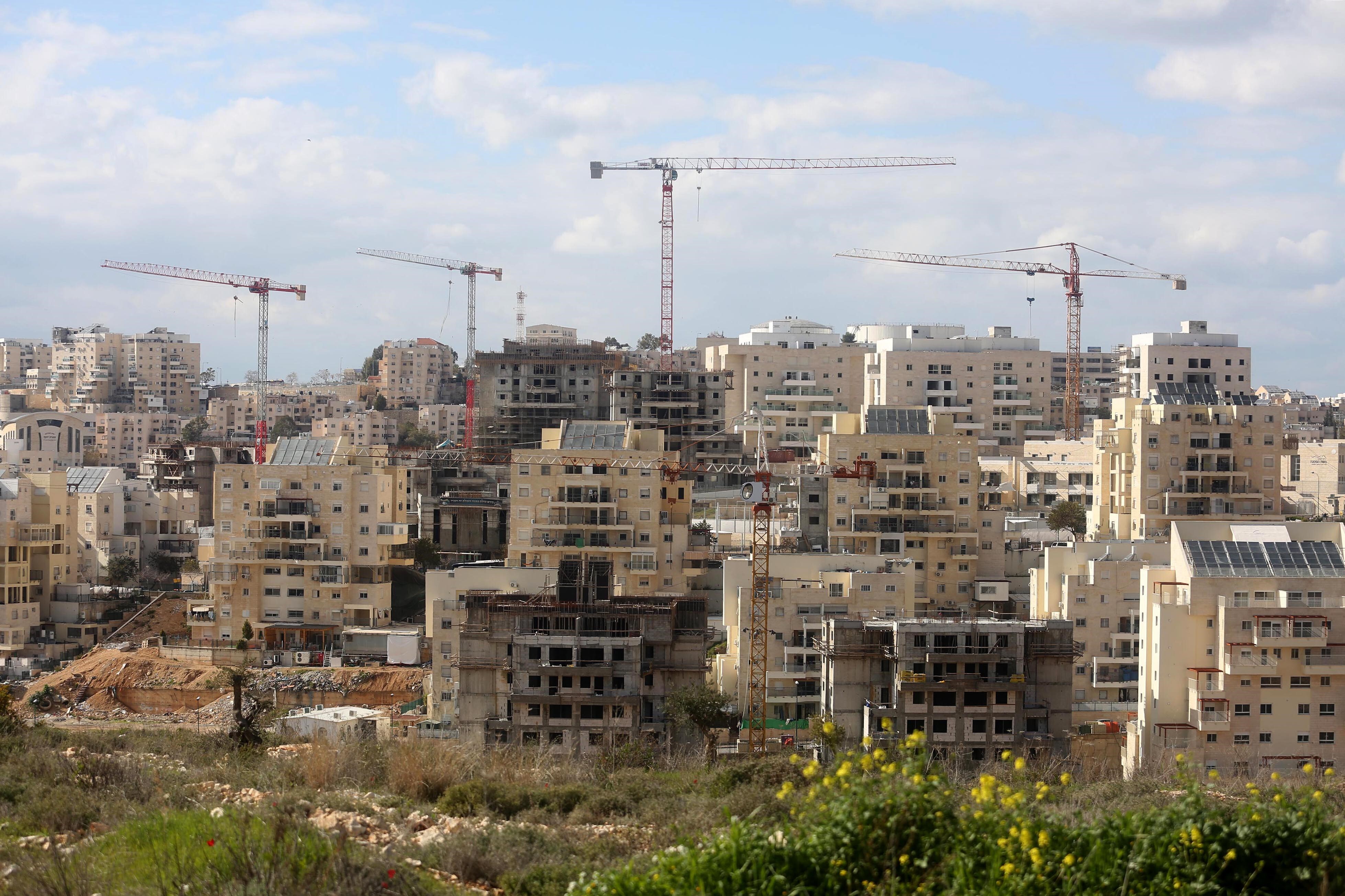 A view of ongoing construction in the Modi'in Illit settlement in the West Bank, February 18, 2017. (Photo by Issam Rimawi /Anadolu Agency/Getty Images)