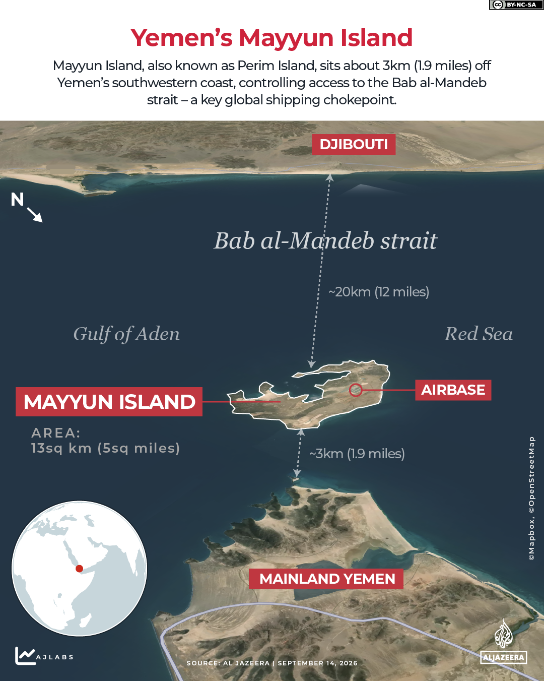 INTERACTIVE- Yemen Mayun Island Perim Bab al-Mandeb Map Houthi Red Sea Gulf Aden-1789381064