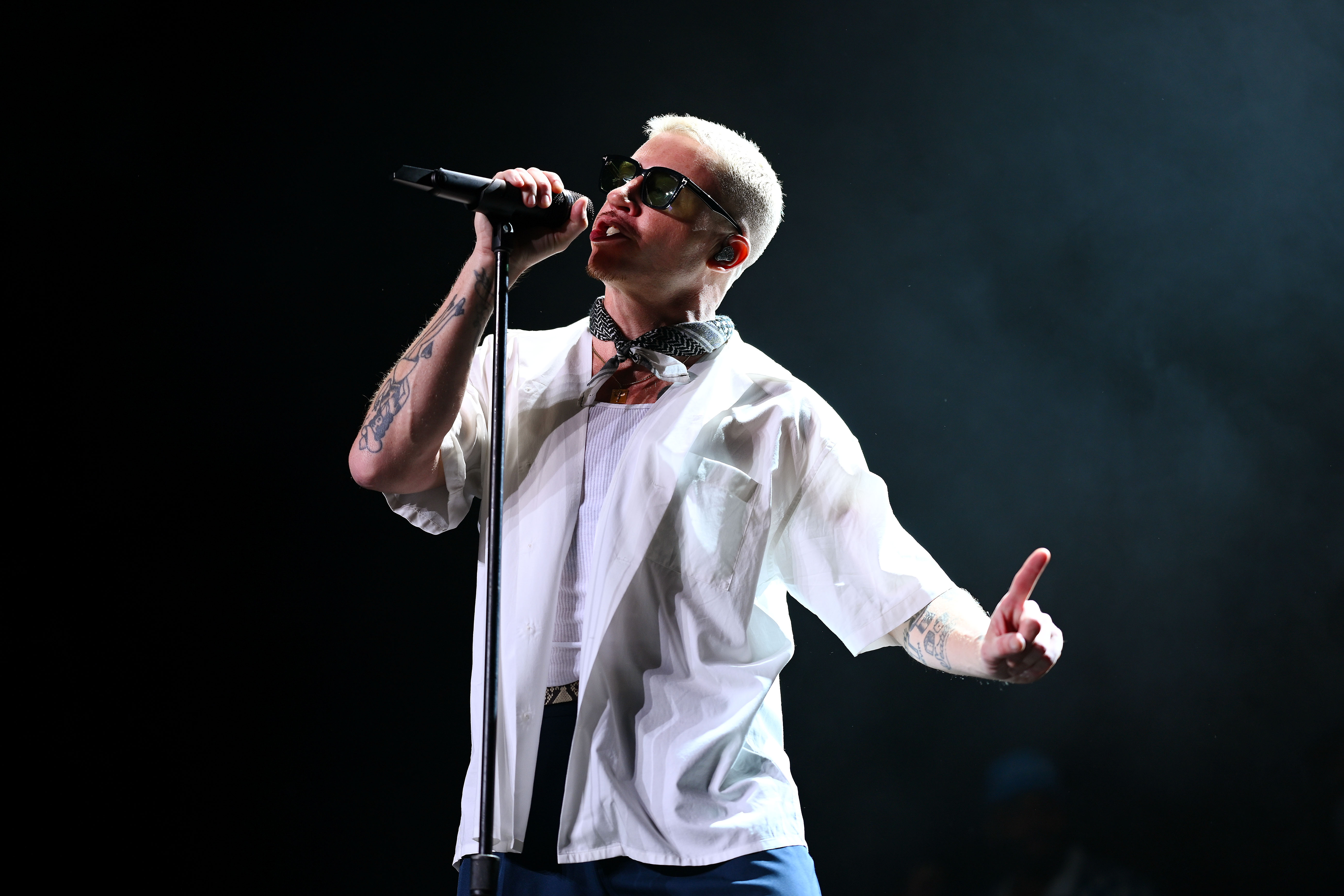 MELBOURNE, AUSTRALIA - MAY 15: Macklemore performs at Rod Laver Arena on May 15, 2024 in Melbourne, Australia. (Photo by Morgan Hancock/Getty Images)