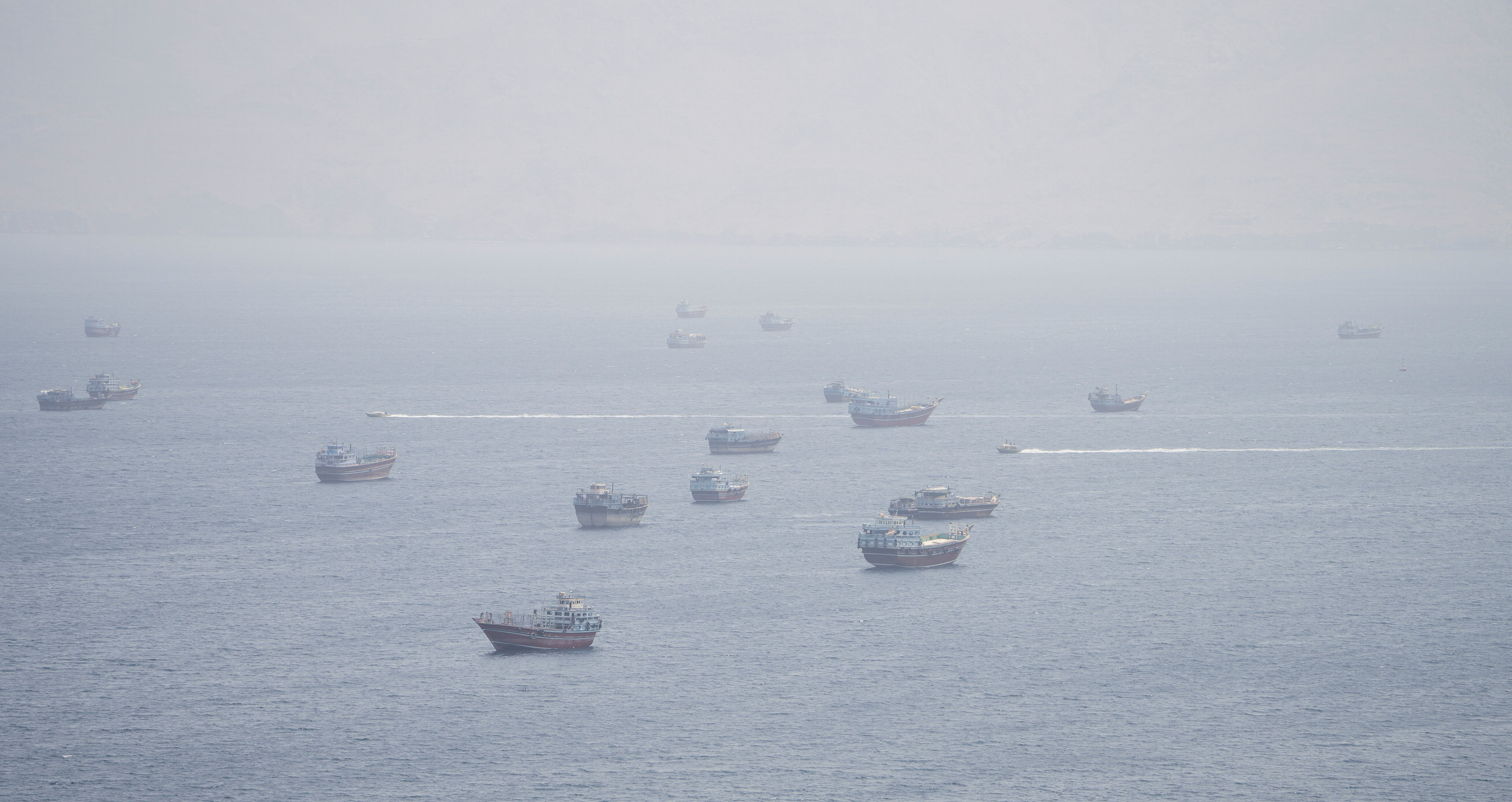 Vessels near the Strait of Hormuz, as seen from Musandam, Oman, September 2, 2026. REUTERS/Stringer