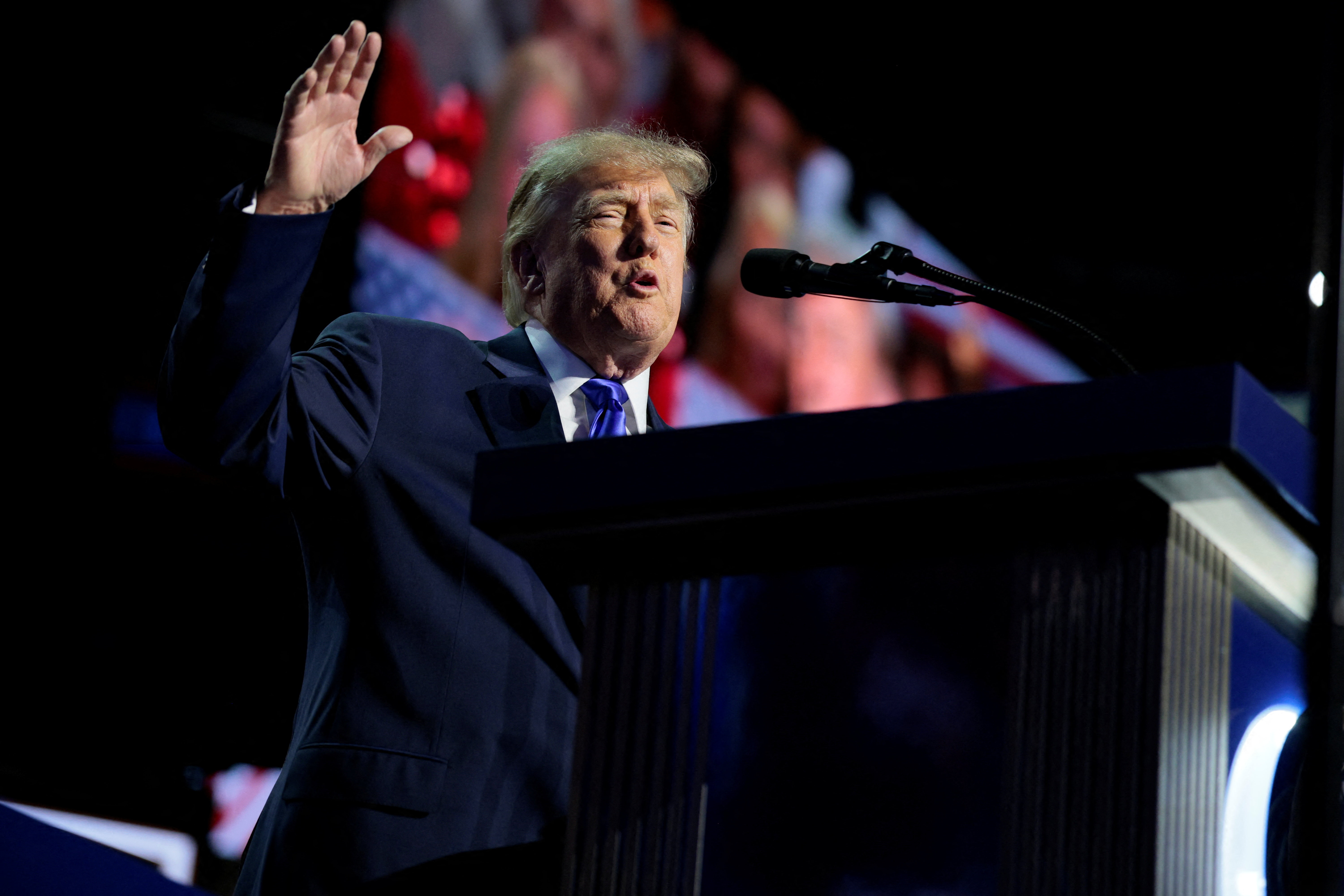 U.S. President Donald Trump speaks at the Republican National Midterm Convention in Dallas, Texas, U.S., September 9, 2026. REUTERS/Evan Vucci