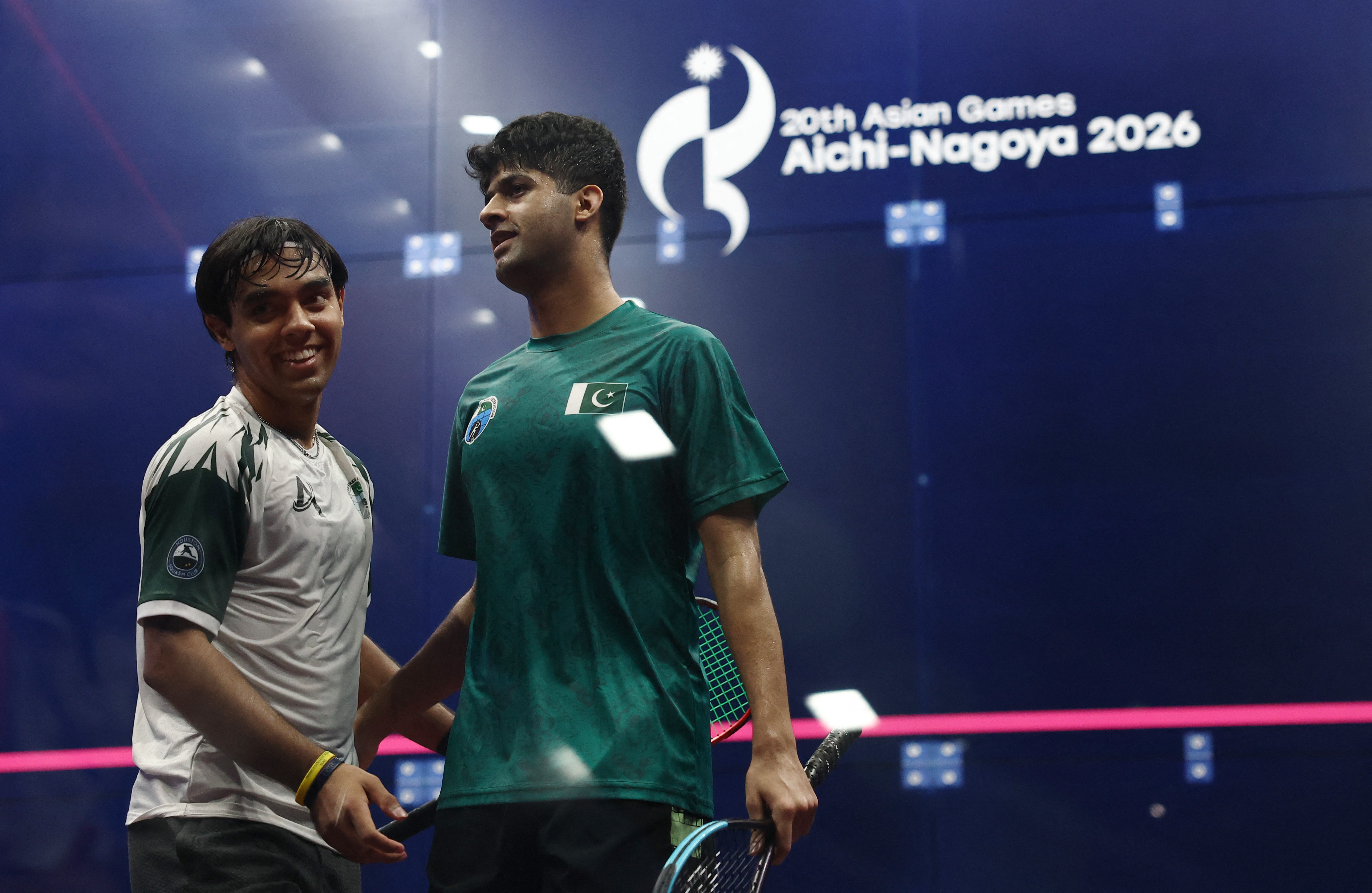 Asian Games - Aichi-Nagoya 2026 - Squash - Takeda Teva Ocean Arena, Nagoya, Japan - September 27, 2026 Pakistan's Noor Zaman celebrates after winning his Men's Singles 3/4 Play-off against Pakistan's Muhammad Irfan REUTERS/Chalinee Thirasupa