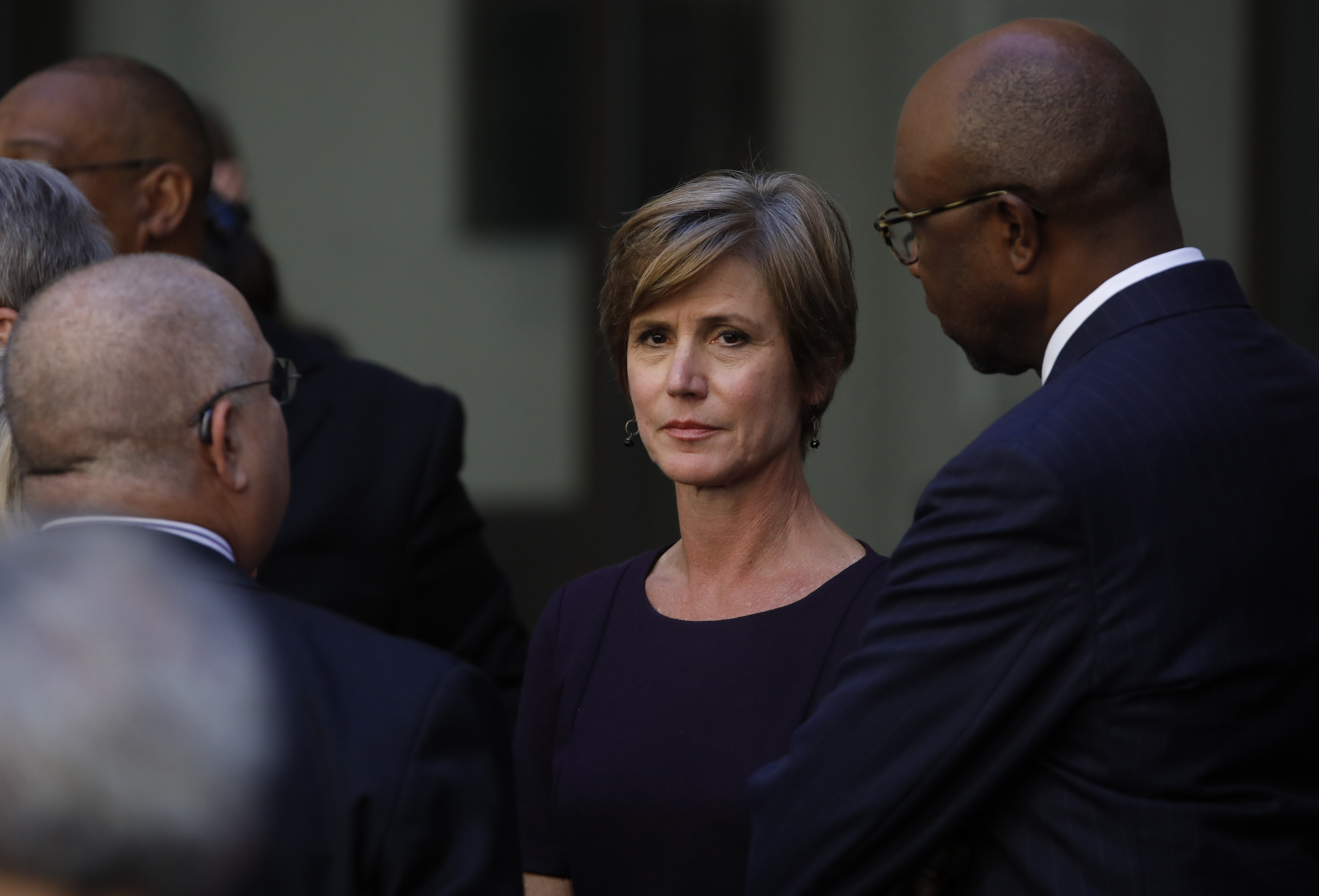 Former Deputy U.S. Attorney General Sally Yates arrives for an installation ceremony for FBI Director Christopher Wray at FBI headquarters in Washington, U.S., September 28, 2017. REUTERS/Carlos Barria