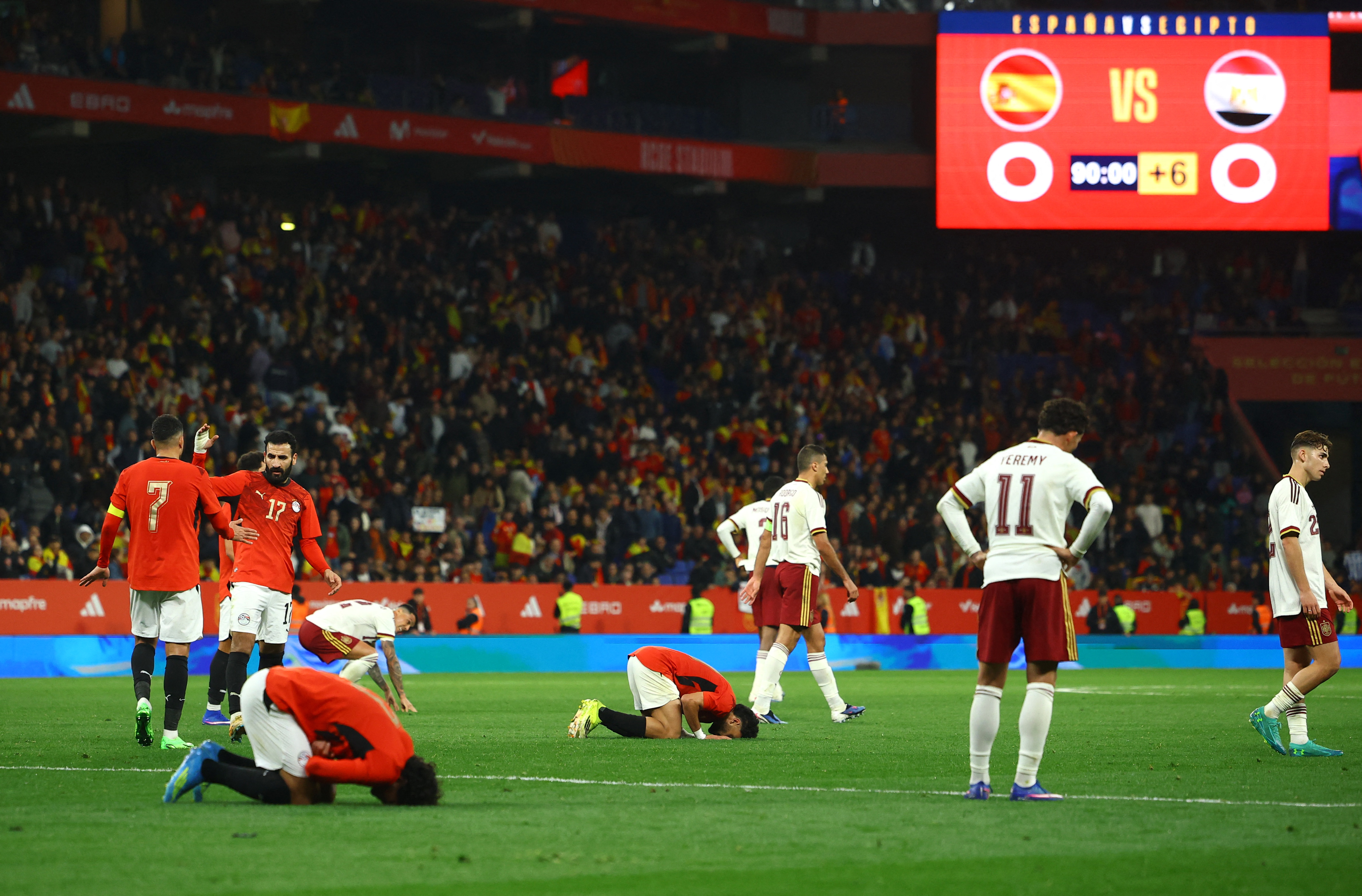 Egypt players react after Spain match