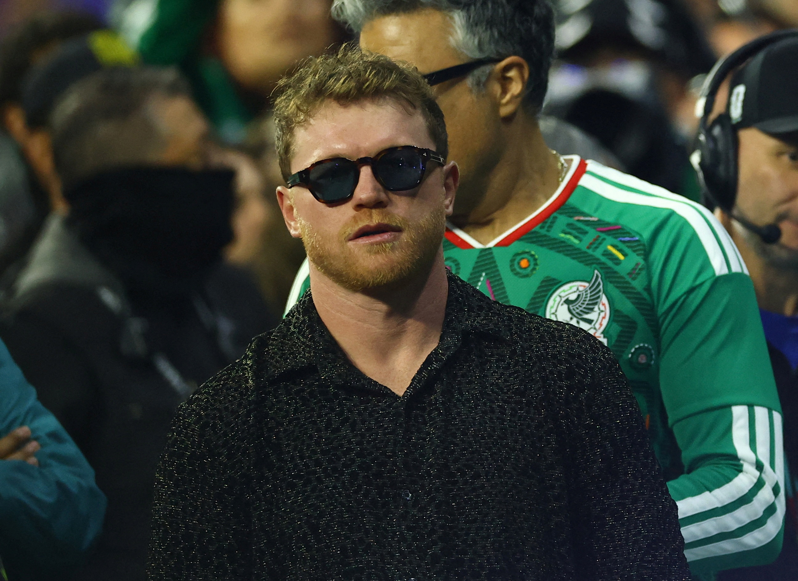 FILE PHOTO: File Photo: Soccer Football - FIFA World Cup 2026 - Round of 16 - Mexico v England - Estadio Azteca, Mexico City, Mexico - July 5, 2026 Mexican Boxer Canelo Alvarez inside the stadium during the half time break REUTERS/Daniel Becerril/File Photo/File Photo