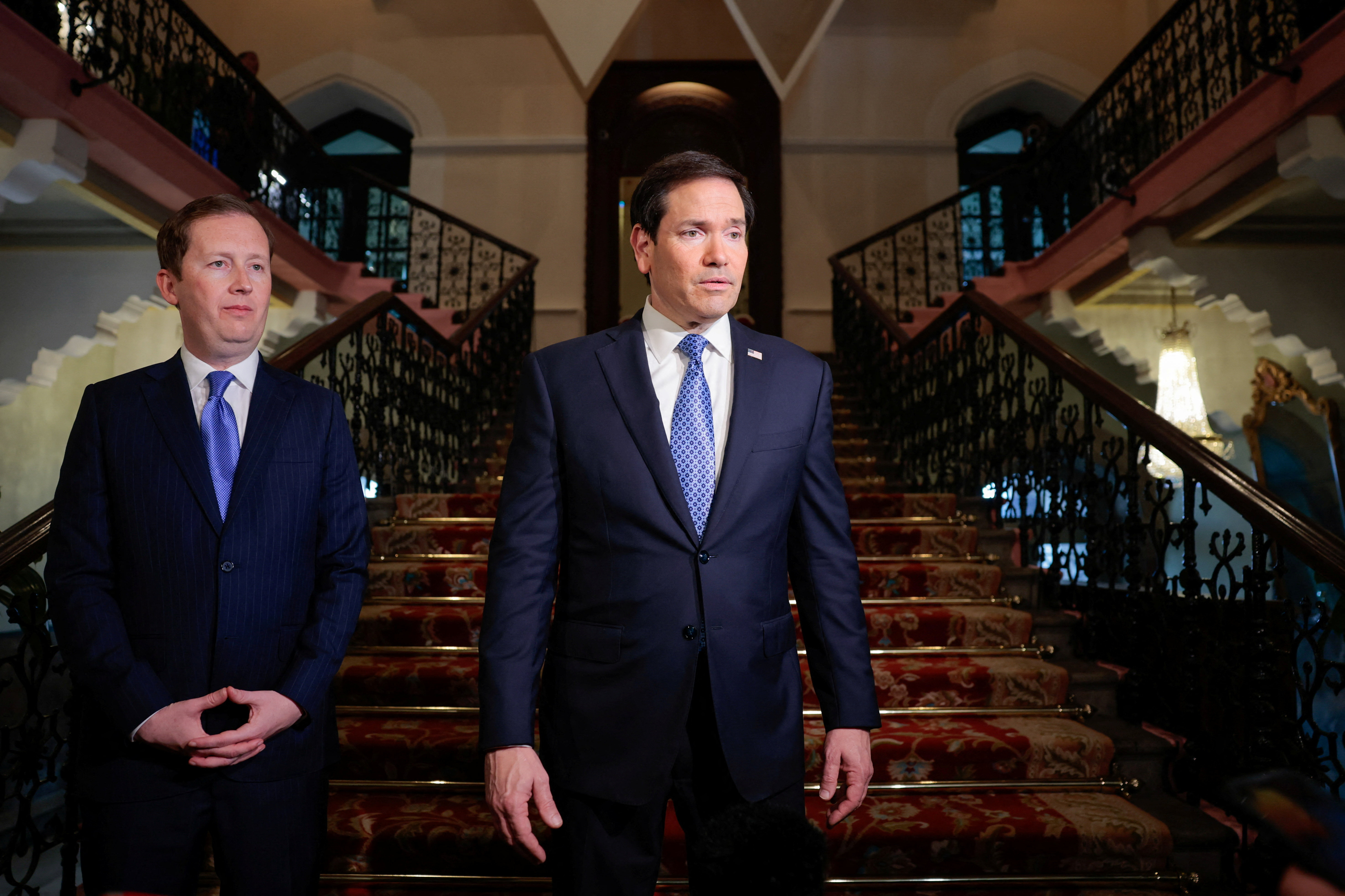 Secretary of State Marco Rubio, right, with US Ambassador to India Sergio Gor, in Mumbai, October 20, 2026