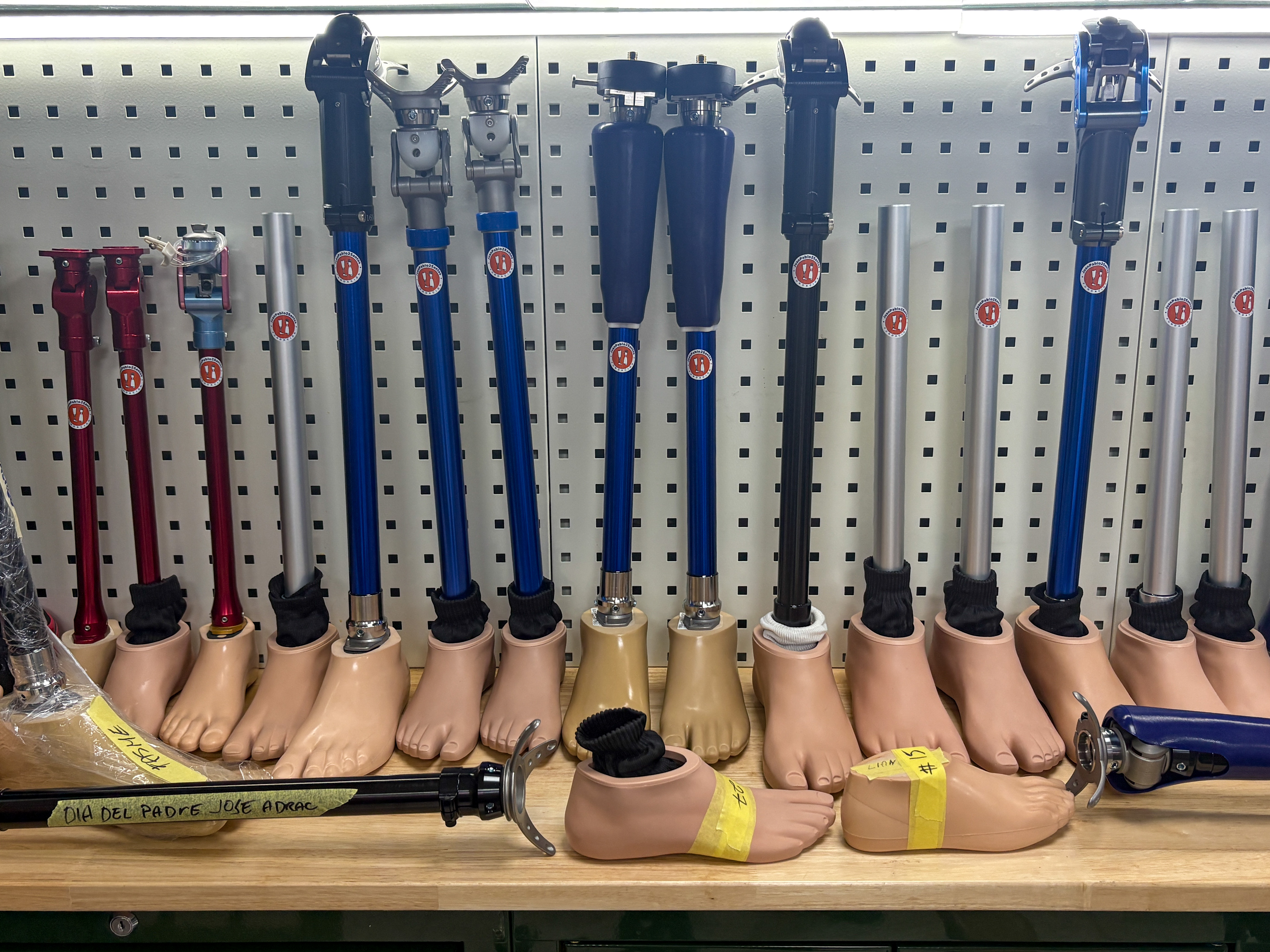 A line of leg prosthetics in Venezuela