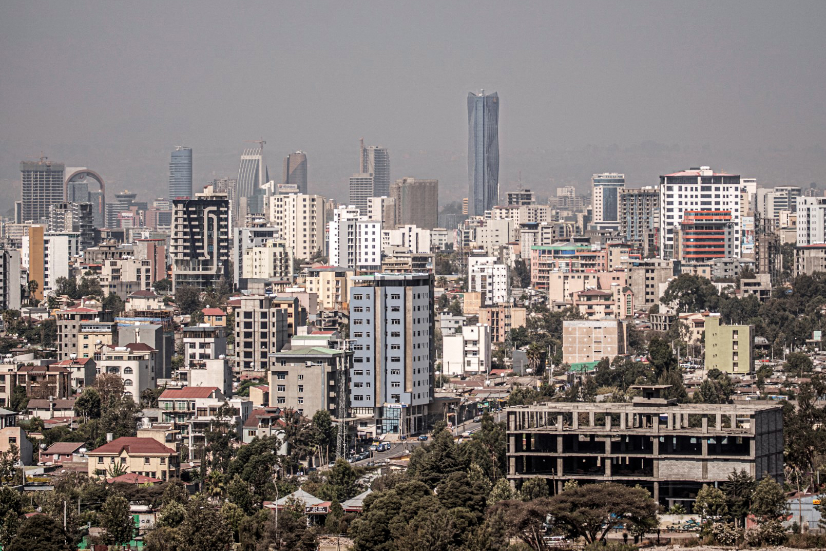 general view shows the city of Addis Ababa, the Ethiopian capital