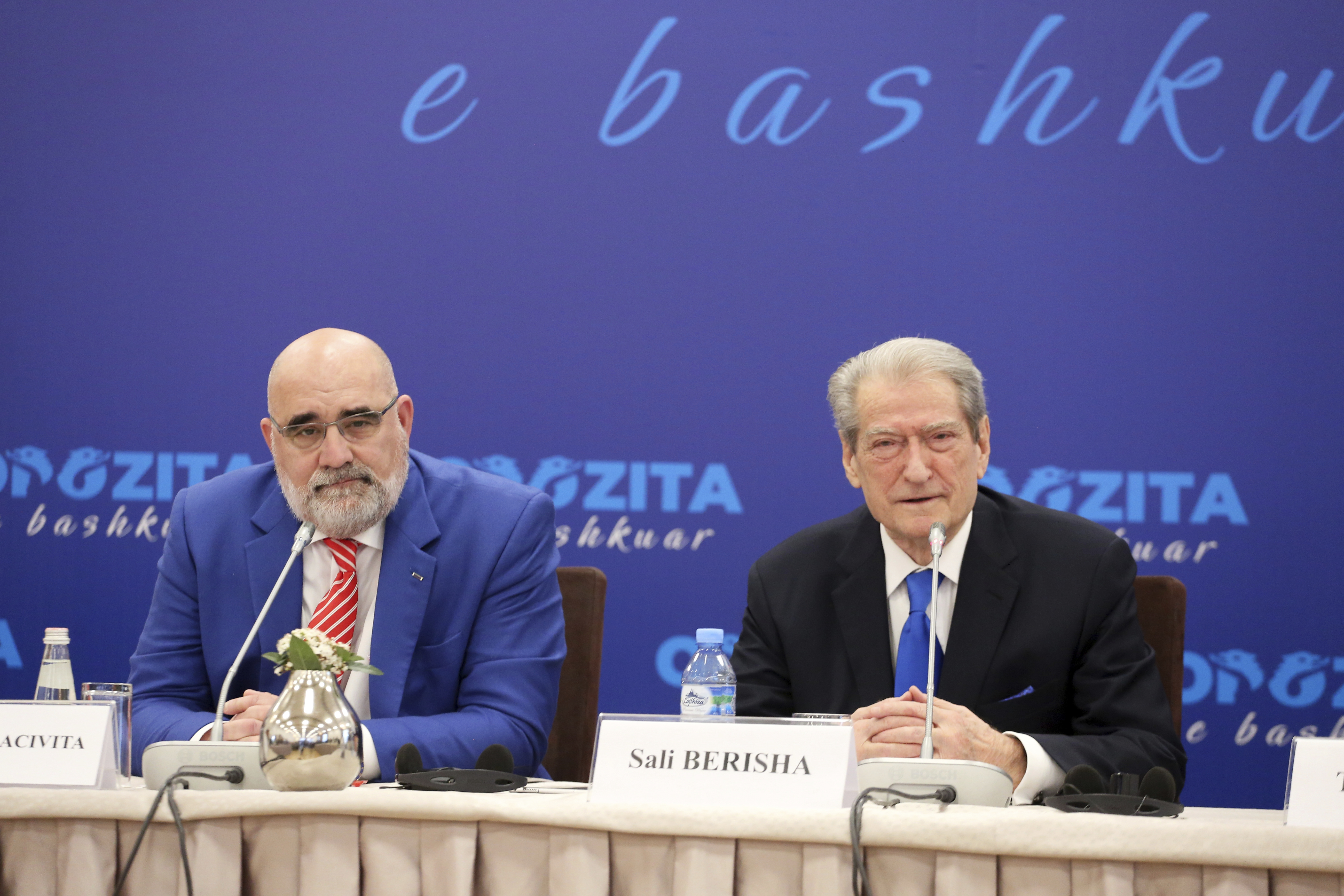 Chris LaCivita, co-campaign manager of Donald Trump’s successful 2024 presidential campaign, at a news conference with Sali Berisha, leader of Albania’s main opposition centre-right Democratic Party in Tirana, February 10, 2025 [AP Photo]
