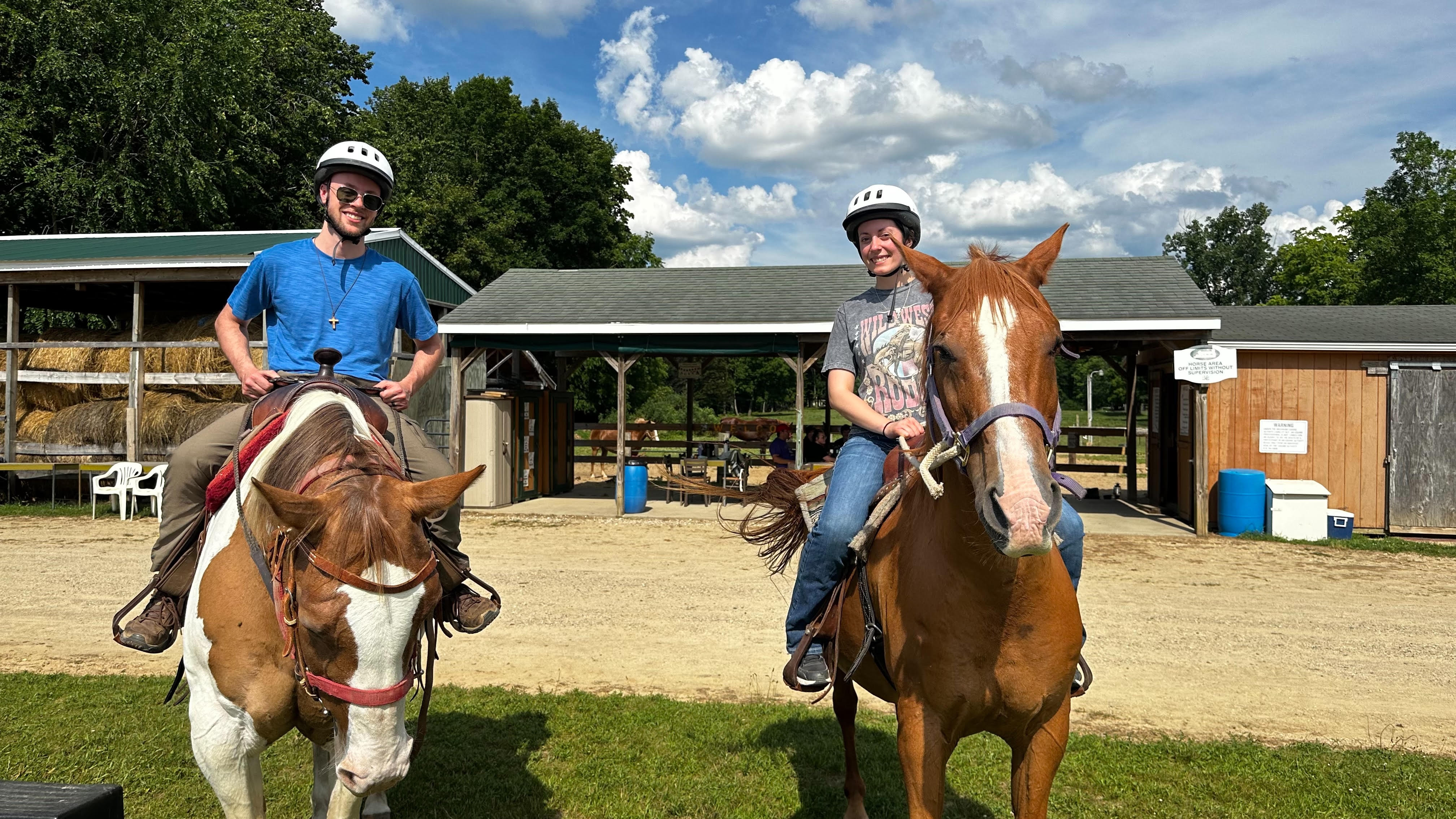 Movie producer Joel Reisig got the idea to open Camp Forever Fun in Michigan after filming a movie about a group of girls attending horse camp. Now, adults who attend Camp Forever Fun can choose to ride horses as one of many activities [Courtesy of Joel Reisig]
