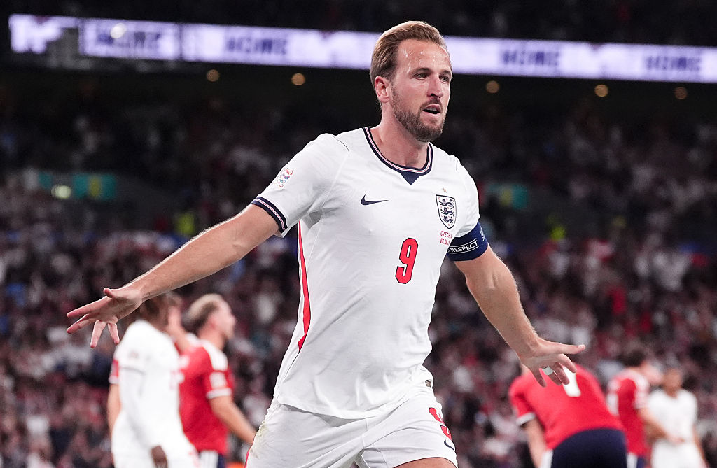 England's Harry Kane celebrates scoring his side's third goal during the UEFA Nations League match against Czechia at Wembley Stadium in London on October 6, 2026 [Adam Davy/PA Images via Getty Images]