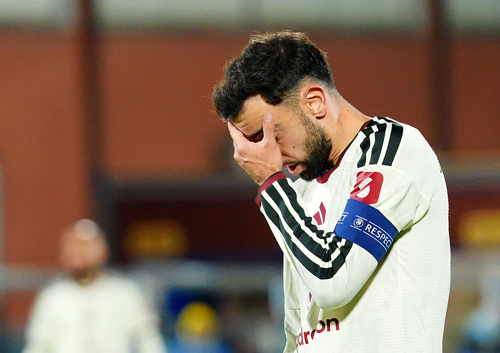 Manchester United's Bruno Fernandes during the UEFA Champions League match at the Giuseppe Sinigaglia Stadium