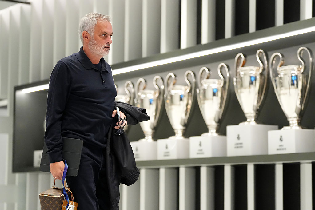 Jose Mourinho, Head Coach of Real Madrid, arrives at the stadium before the UEFA Champions League 2026/27 League Phase MD3 match