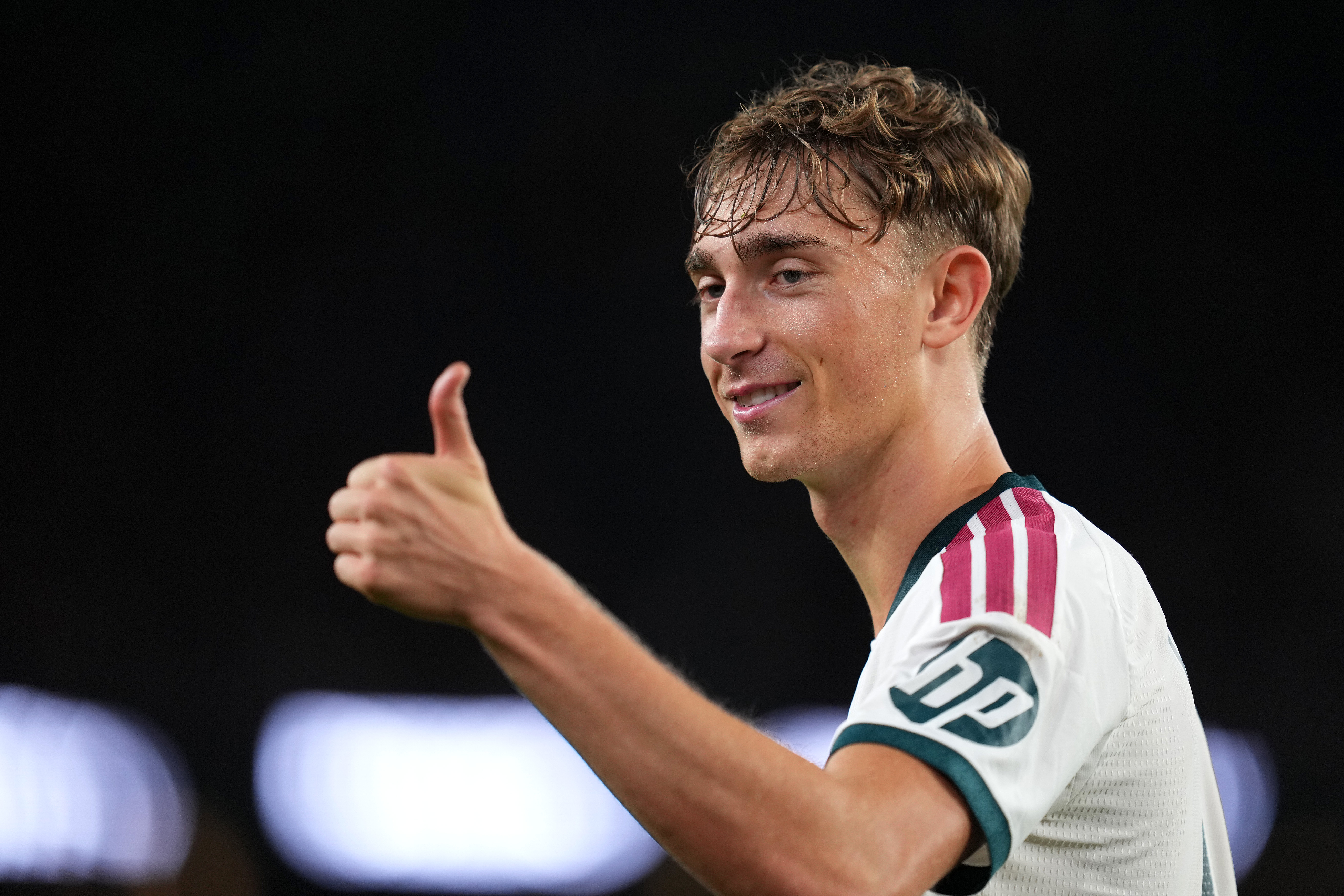 BARCELONA, SPAIN - OCTOBER 25: Dean Huijsen of Real Madrid gestures during the LaLiga EA Sports 2026/27 match between FC Barcelona and Real Madrid at Spotify Camp Nou on October 25, 2026 in Barcelona, Spain. (Photo by Alex Caparros/Getty Images)