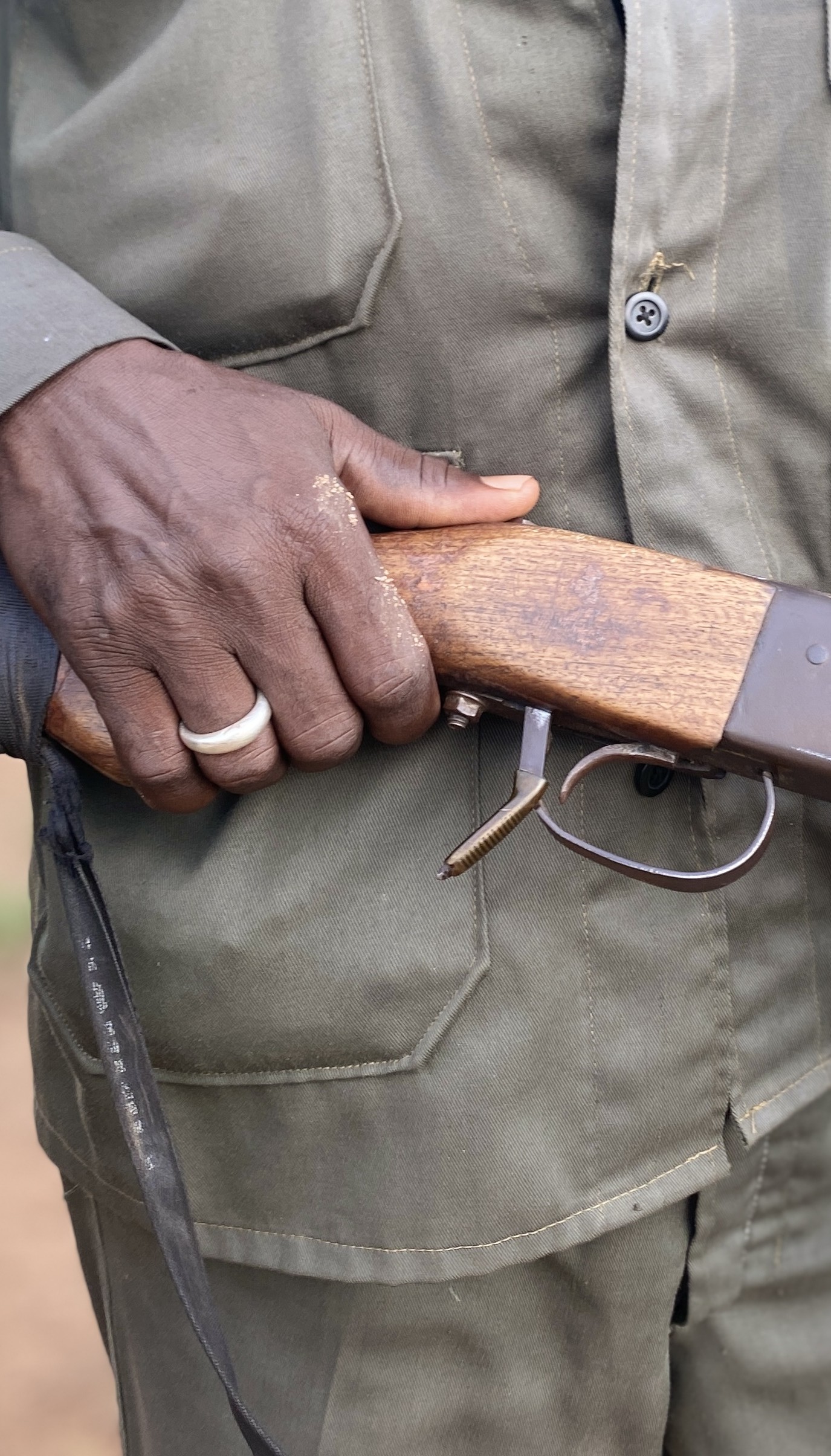 A member of Pulaku holds a locally made firearm during a training exercise outside Yola, northeastern Nigeria