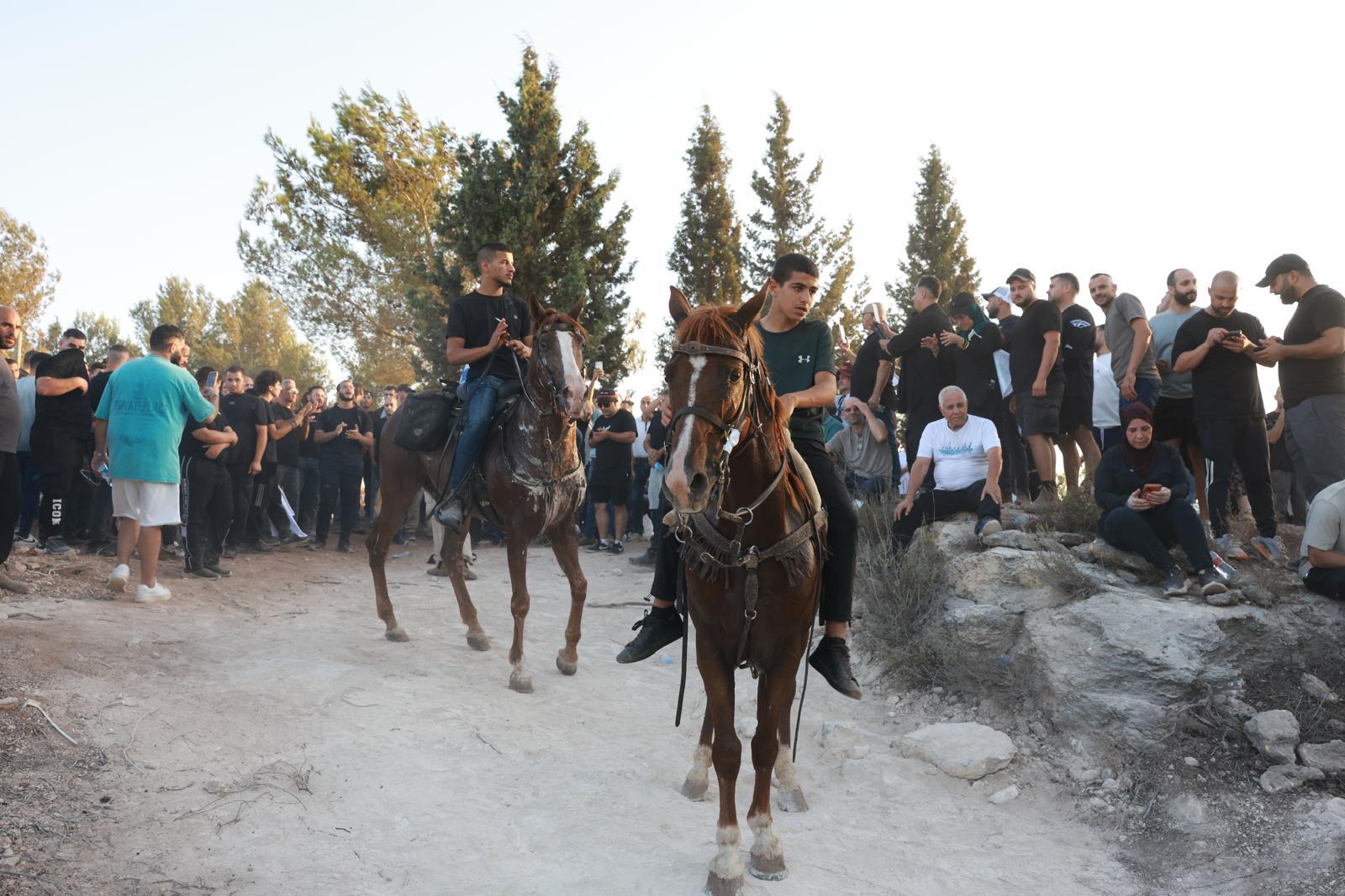 Palestinian citizens of Israel gather on al-Rus during protests against attempts to establish Jewish settlements in the area [Courtesy of Basil Sgaier]