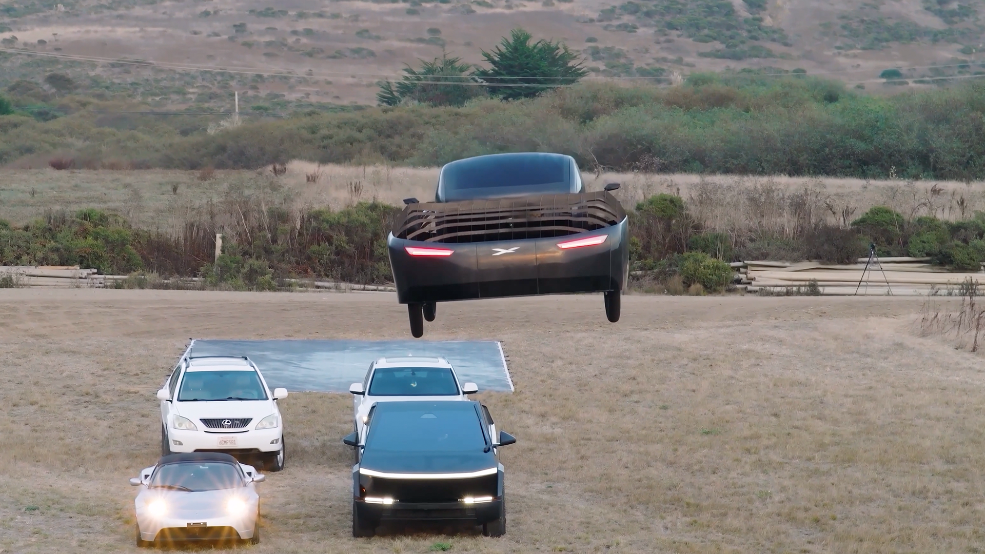 California-based Alef Aeronautics released a video of its flying car soaring over several Tesla vehicles.