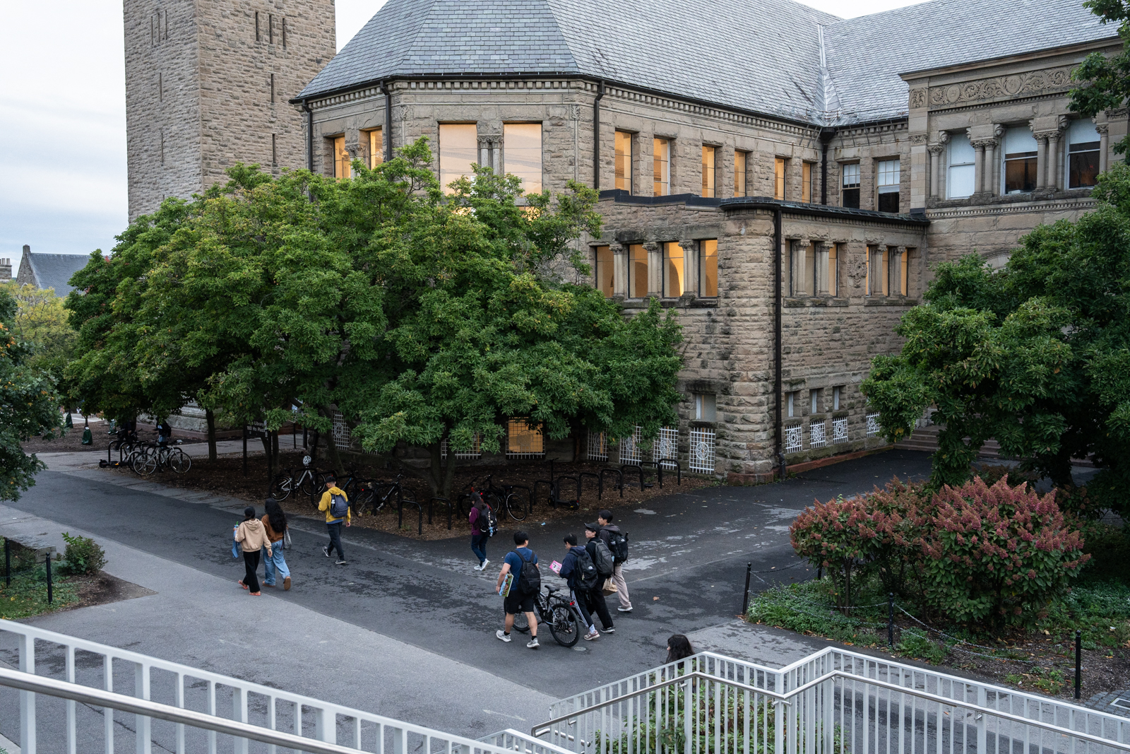 This photo taken on October 2, 2026, shows students walking through campus at Cornell University in Ithaca, New York.