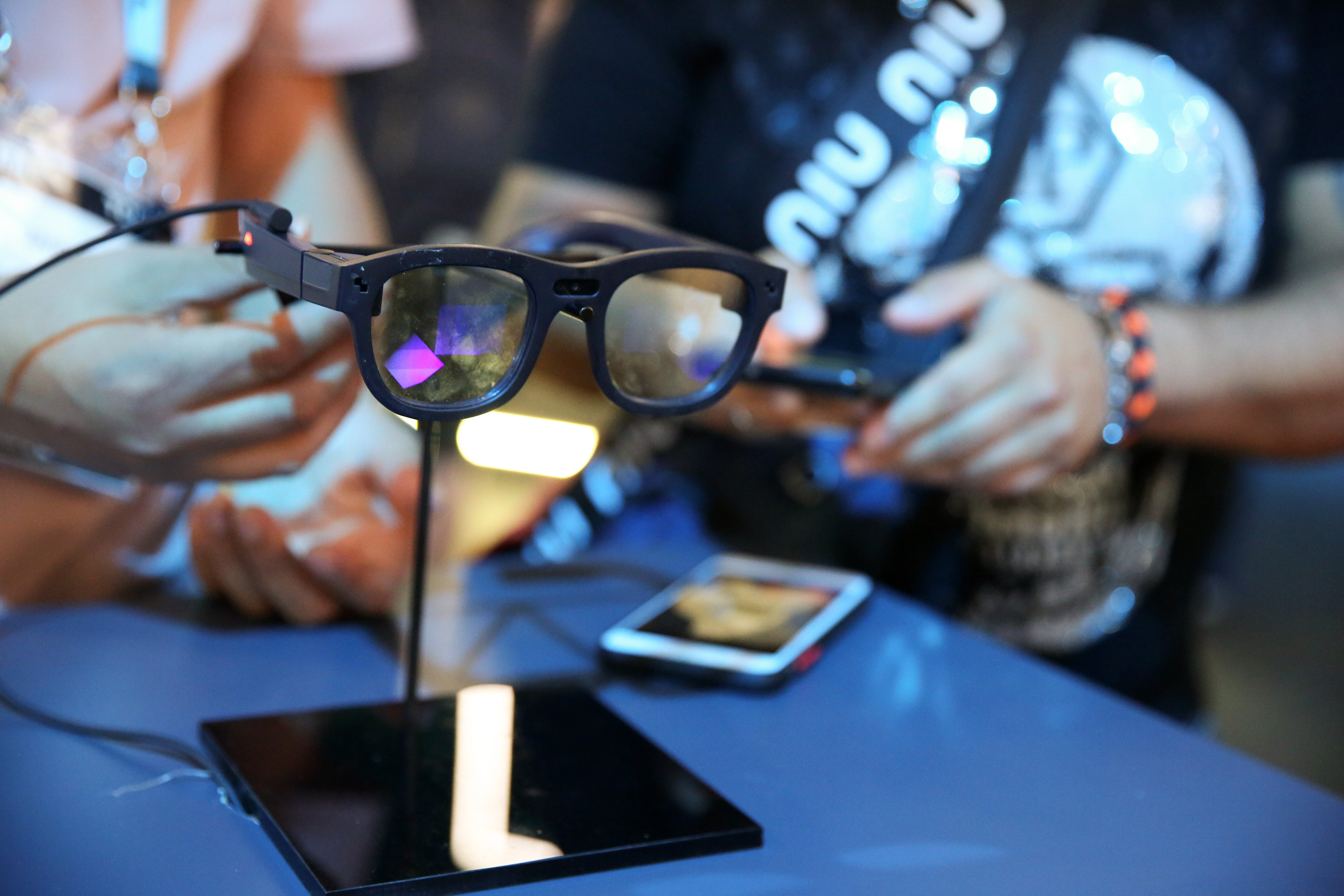 BERLIN, GERMANY - SEPTEMBER 06: RayNeo X2 augmented reality glasses are seen on display at the Internationale Funkausstellung Berlin (IFA) international trade fair for consumer electronics and home appliances during the show's 100th anniversary, on September 06, 2024 in Berlin, Germany. The event, which rebranded its acronym name for the occasion to stand for "Innovation für Alle" or "Innovation for All" for the anniversary, its 63rd edition, takes place from September 6-10, 2024. (Photo by Adam Berry/Getty Images)