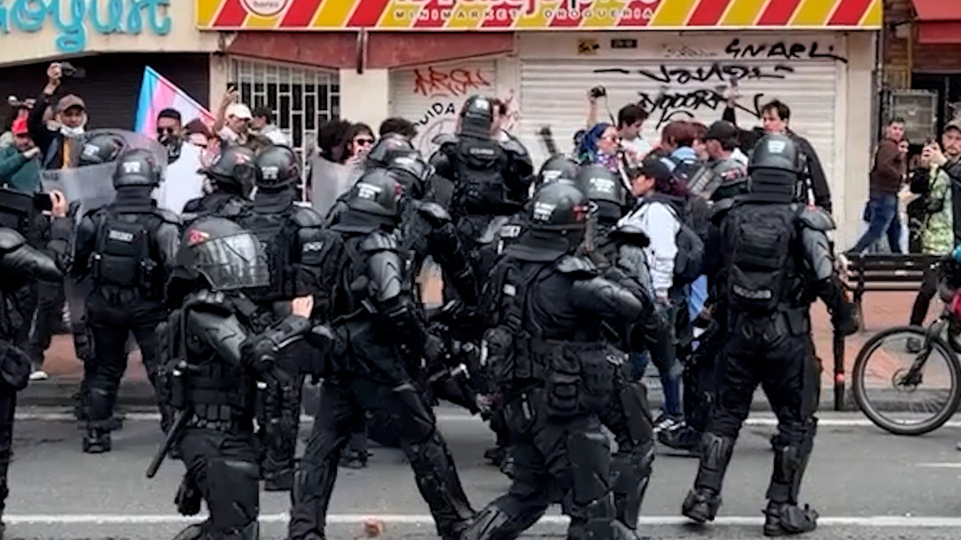 Police clash with protesters in Bogota