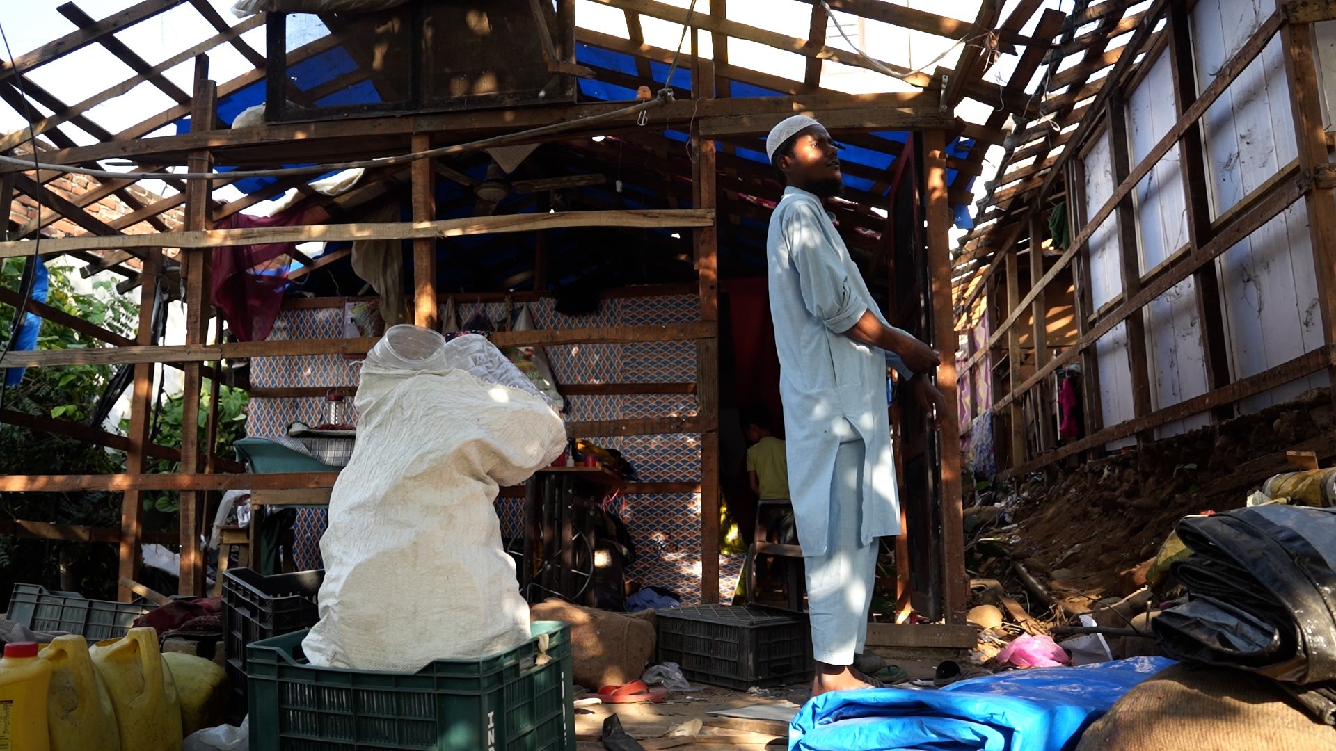 Rohingya refugees say they are being forced to dismantle their homes in Indian-administered Jammu and Kashmir, following a court order, on October 23, 2026. [Faizan Mir, Al Jazeera]