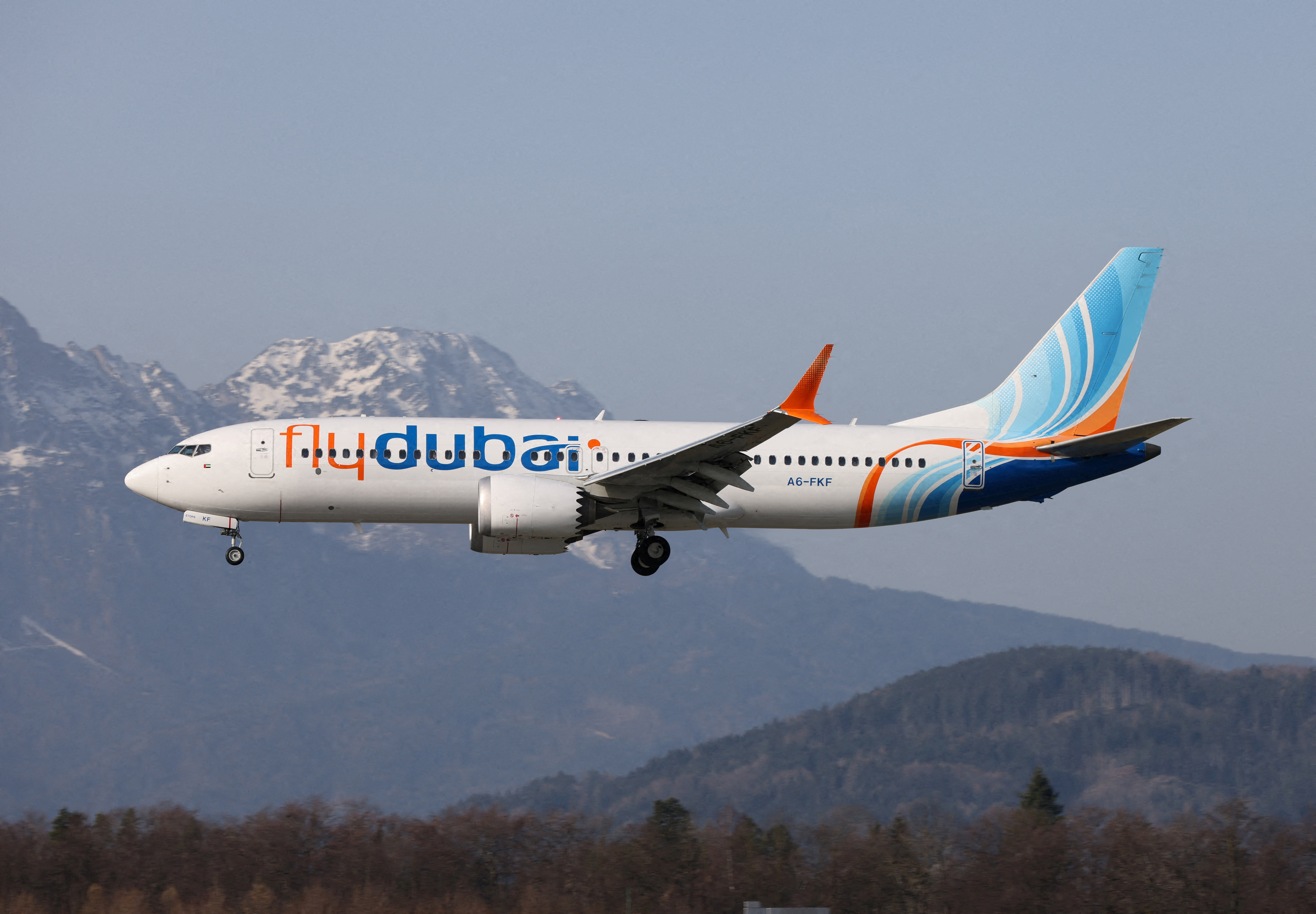 A picture taken on March 8, 2026, shows a Flydubai Boeing 737-8 MAX A6-FKF aircraft, which was bound for Israel from the United Arab Emirates diverted to Saudi Arabia after transmitting emergency signals following a fight between the pilots rather than a hijacking, according to an Israeli official, in this handout image in a location given as Salzburg, Austria. Karl Dittlbacher/Handout via REUTERS THIS IMAGE HAS BEEN SUPPLIED BY A THIRD PARTY. NO RESALES. NO ARCHIVES. MANDATORY CREDIT. VERIFICATION: -Reuters could not confirm the location where the photo was taken -Flight history for aircraft - A6-FKF indicates the aircraft did the liaison Salzburg-Dubai on March 8, 2026, according to tracking information available on Flightradar24. -Date confirmed from the original file metadata -The aircraft registration number seen in the archive image matched the registration number associated with the Playback information of flight FZ1073, according to tracking data available on Flightradar24.