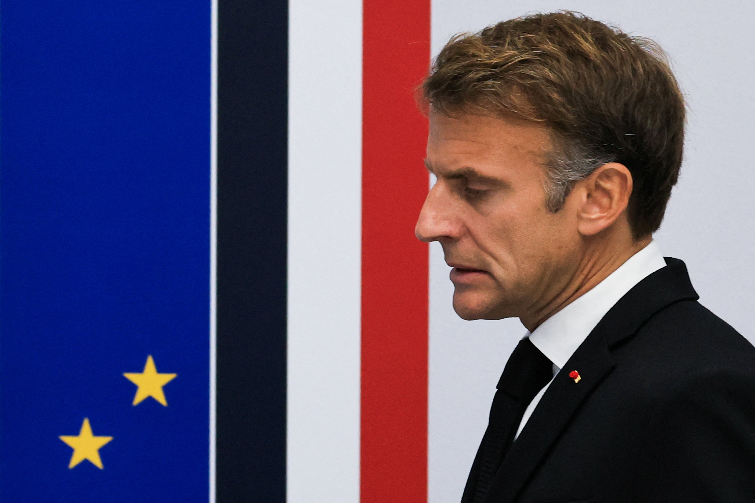 France's President Emmanuel Macron reacts ahead of an Interministerial Crisis Meeting chaired by France's President Emmanuel Macron at the Elysee Presidential Palace, in Paris, October 18, 2026. Ludovic Marin/Pool via REUTERS