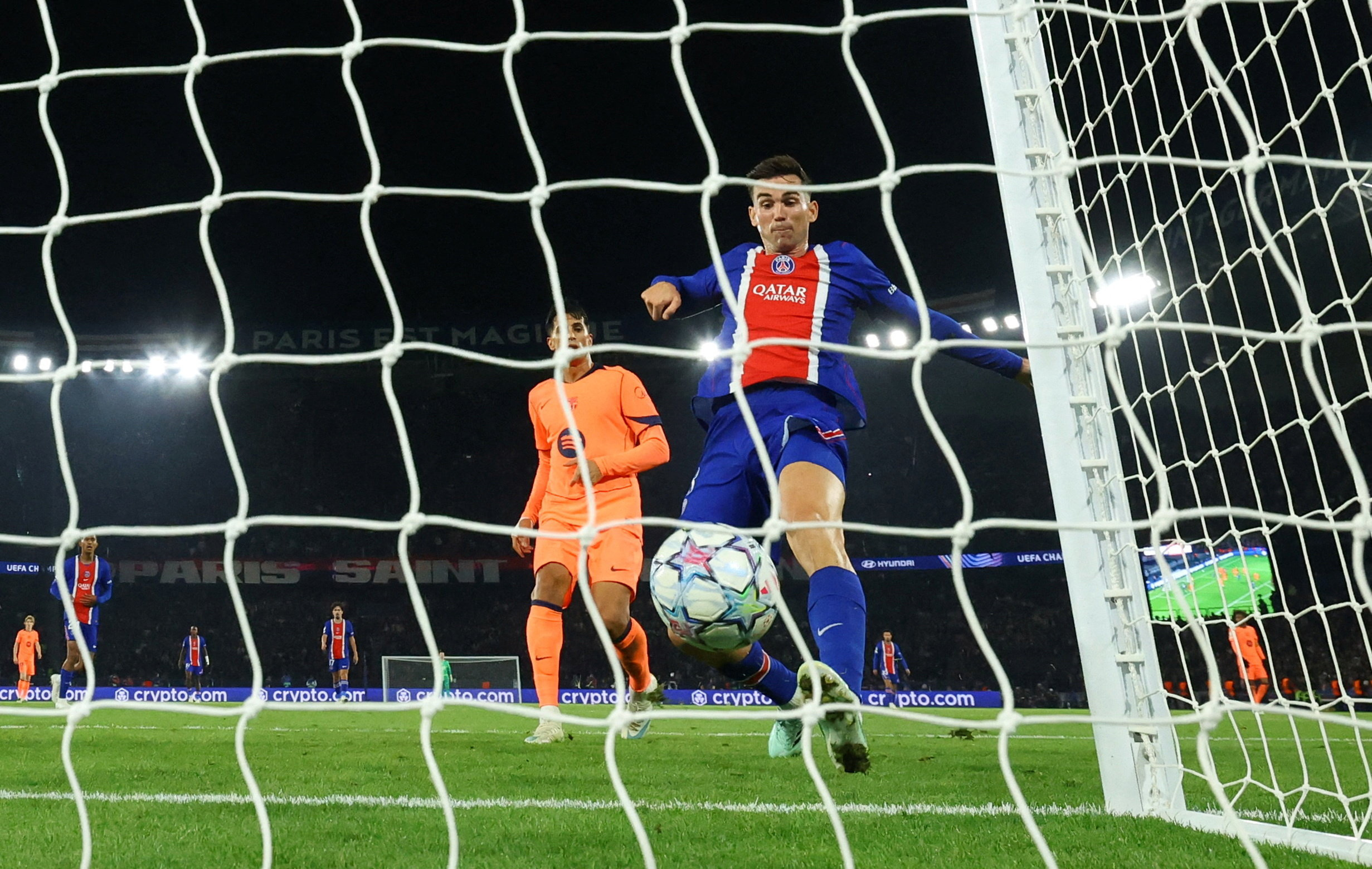 Soccer Football - UEFA Champions League - Paris St Germain v FC Barcelona - Parc des Princes, Paris, France - October 20, 2026 Paris St Germain's Fabian Ruiz scores their fourth goal REUTERS/Stephane Mahe TPX IMAGES OF THE DAY