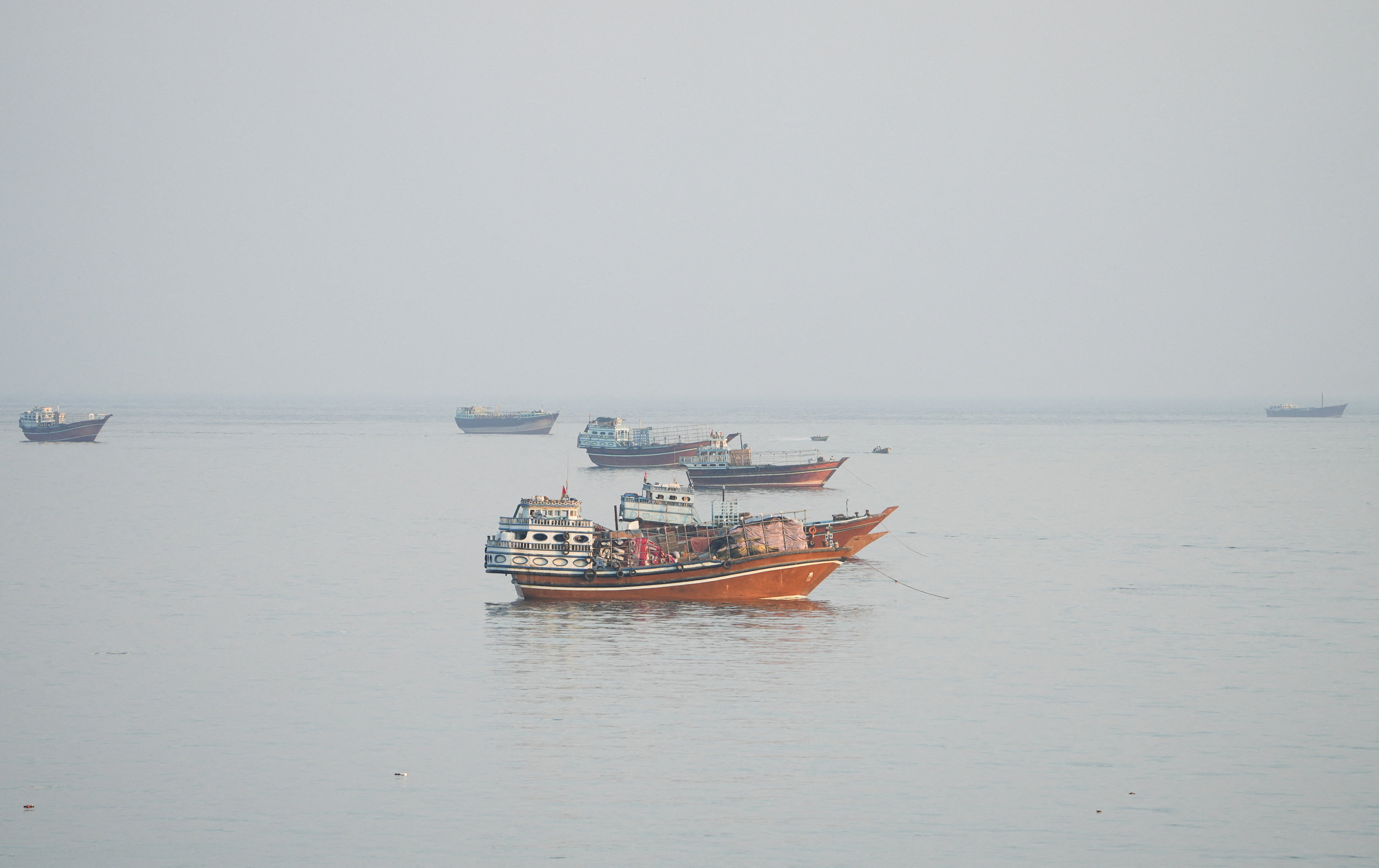 Vessels at the Strait of Hormuz, as seen from Musandam, Oman, October 23, 2026